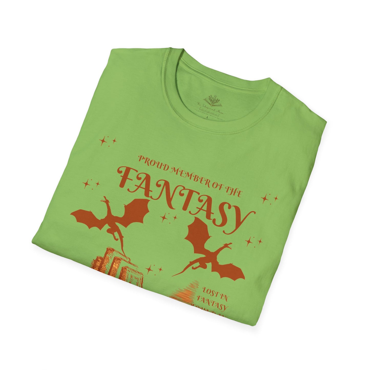 Fantasy Reader Society Unisex Softstyle T-Shirt | Cozy Fiction Tee, Book Lover Gift, Halloween Shirt, Literary Apparel, Reader's Society Merch