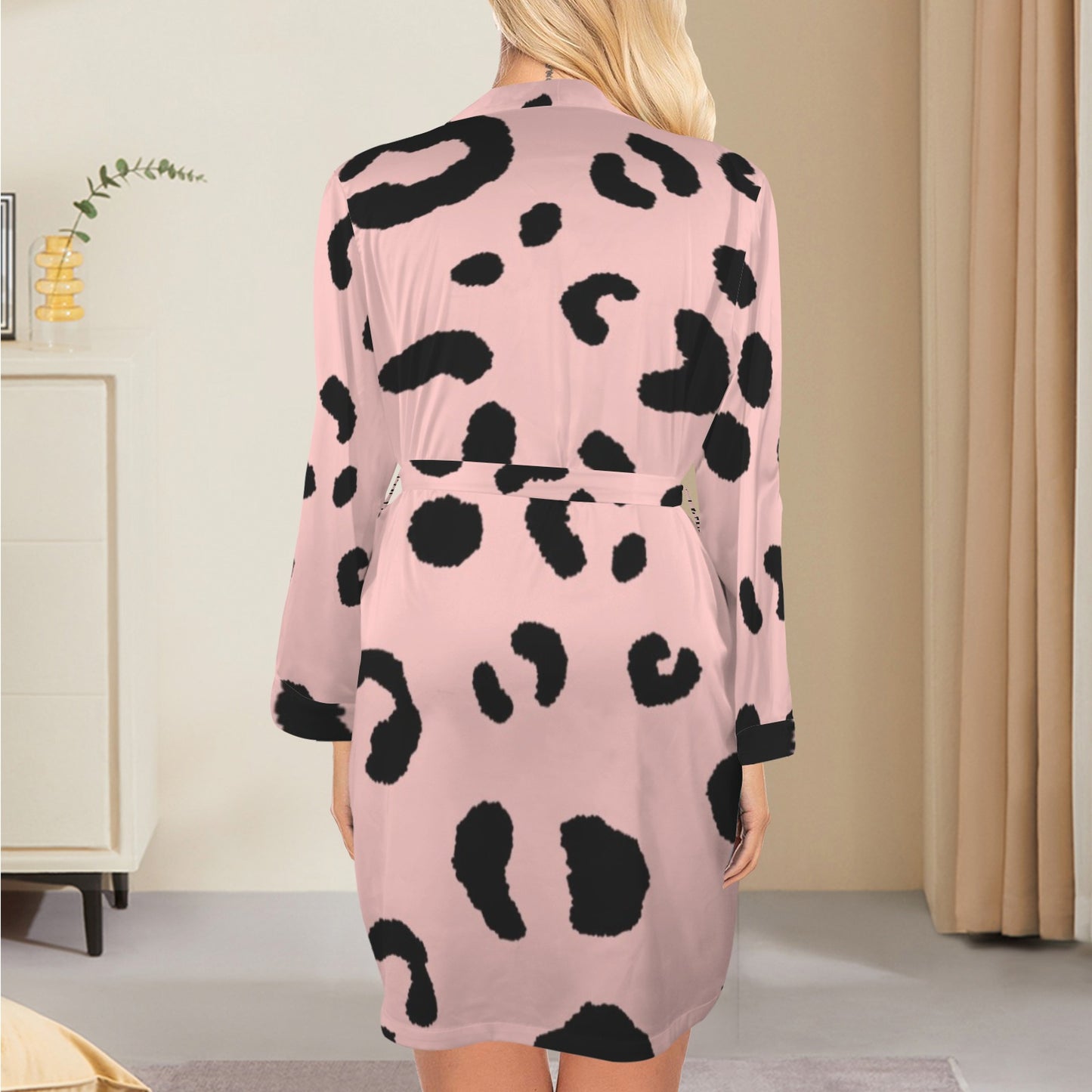 Women's Heart Print Pajama Robe Cami Set