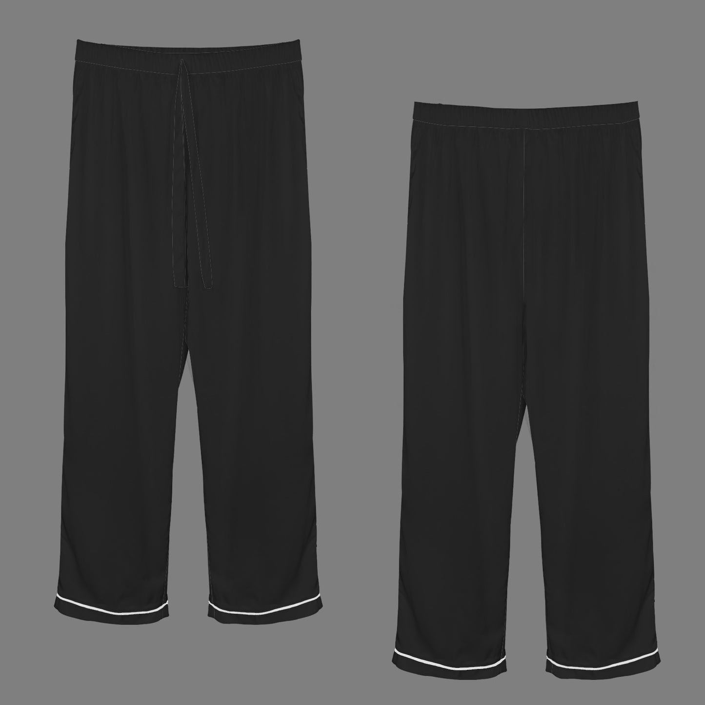 2 Piece Long Sleeve Satin Pajamas Set (Black)