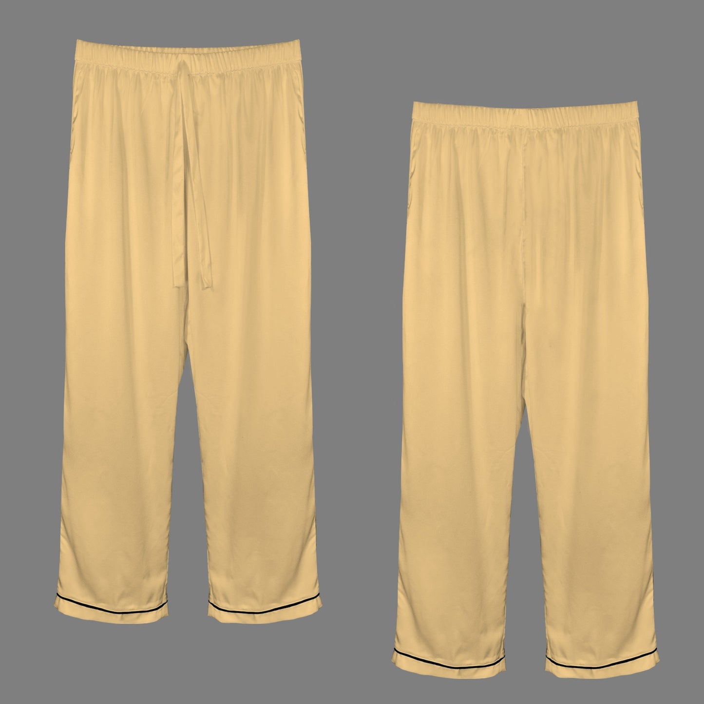 2 Piece Satin Long Sleeve Pajamas Set (Champagne)