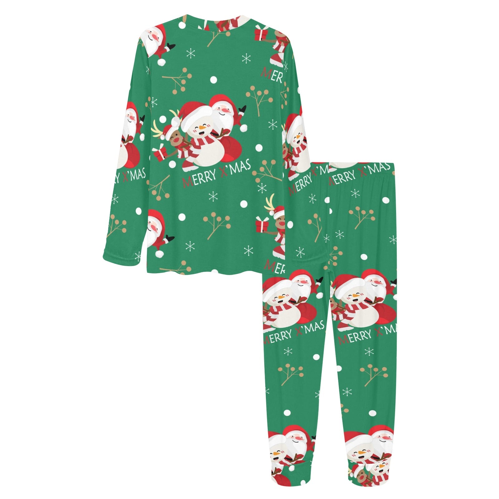 2 Piece Santa& Snowman Long Sleeve Pajamas Set