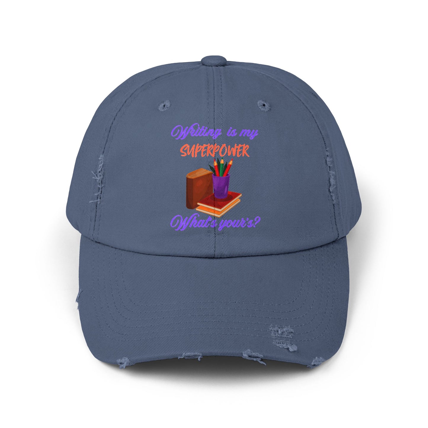 Creative Unisex Distressed Cap for Authors, Trendy Hat, Gift for Crafters, Fun Accessory for Celebrations