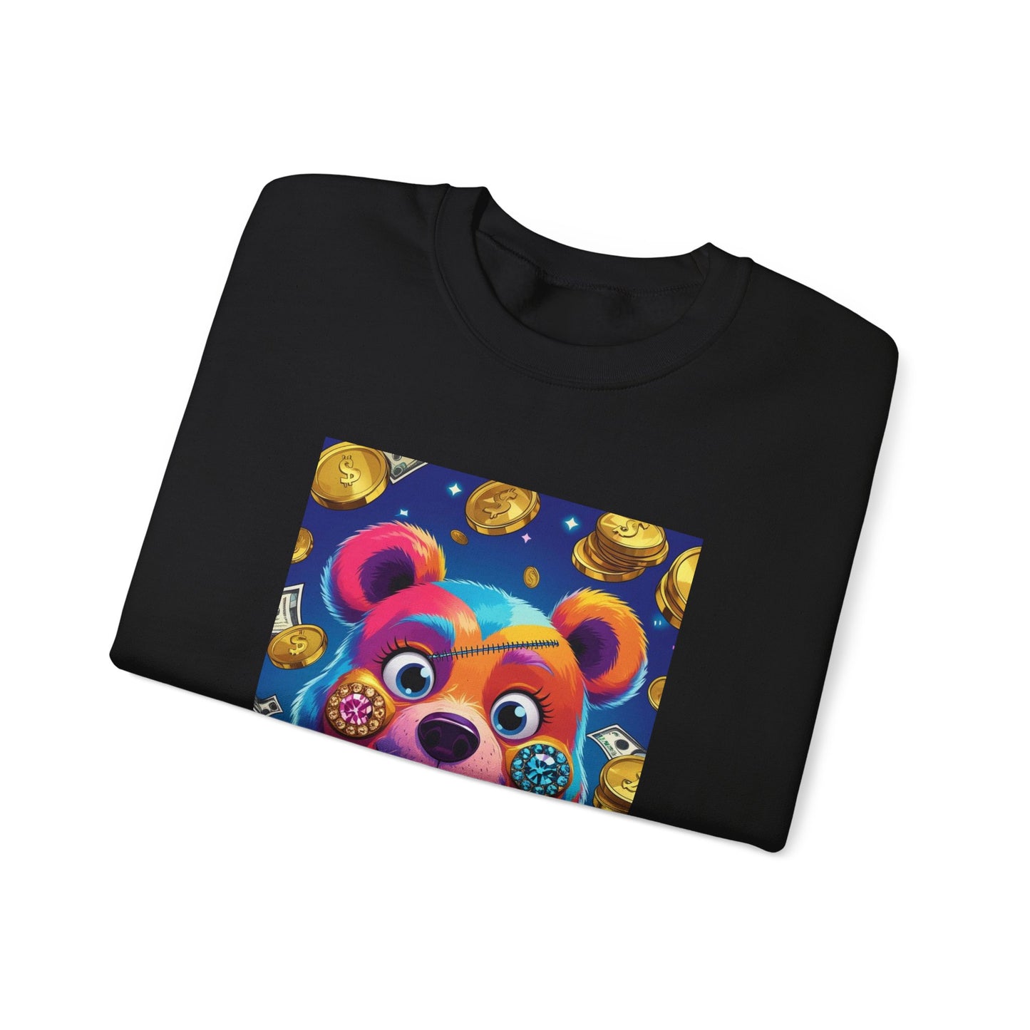 Colorful Graphic Bear Crewneck Sweatshirt
