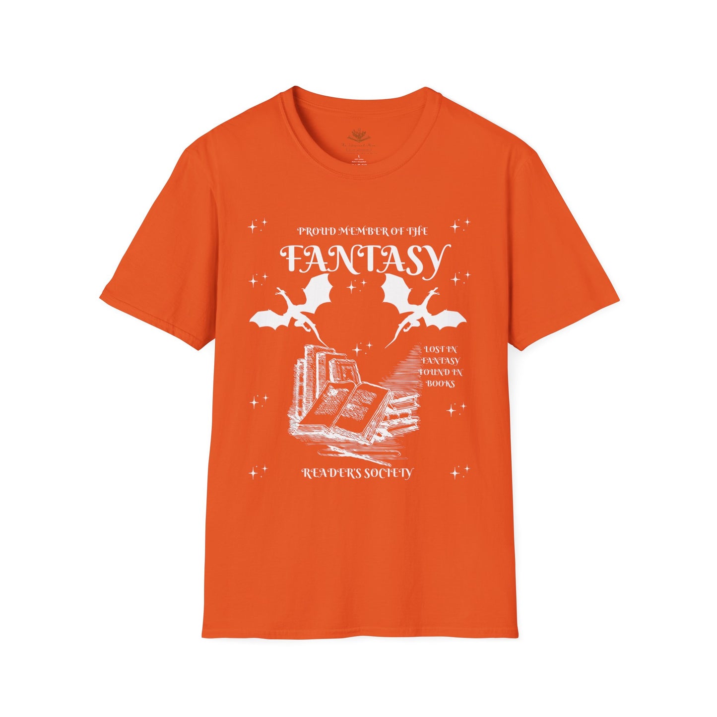 Fantasy Readers Society T-Shirt | Unisex Softstyle Tee for Book Lovers | Cozy Gifts for Readers, Literature Fans, Book Club
