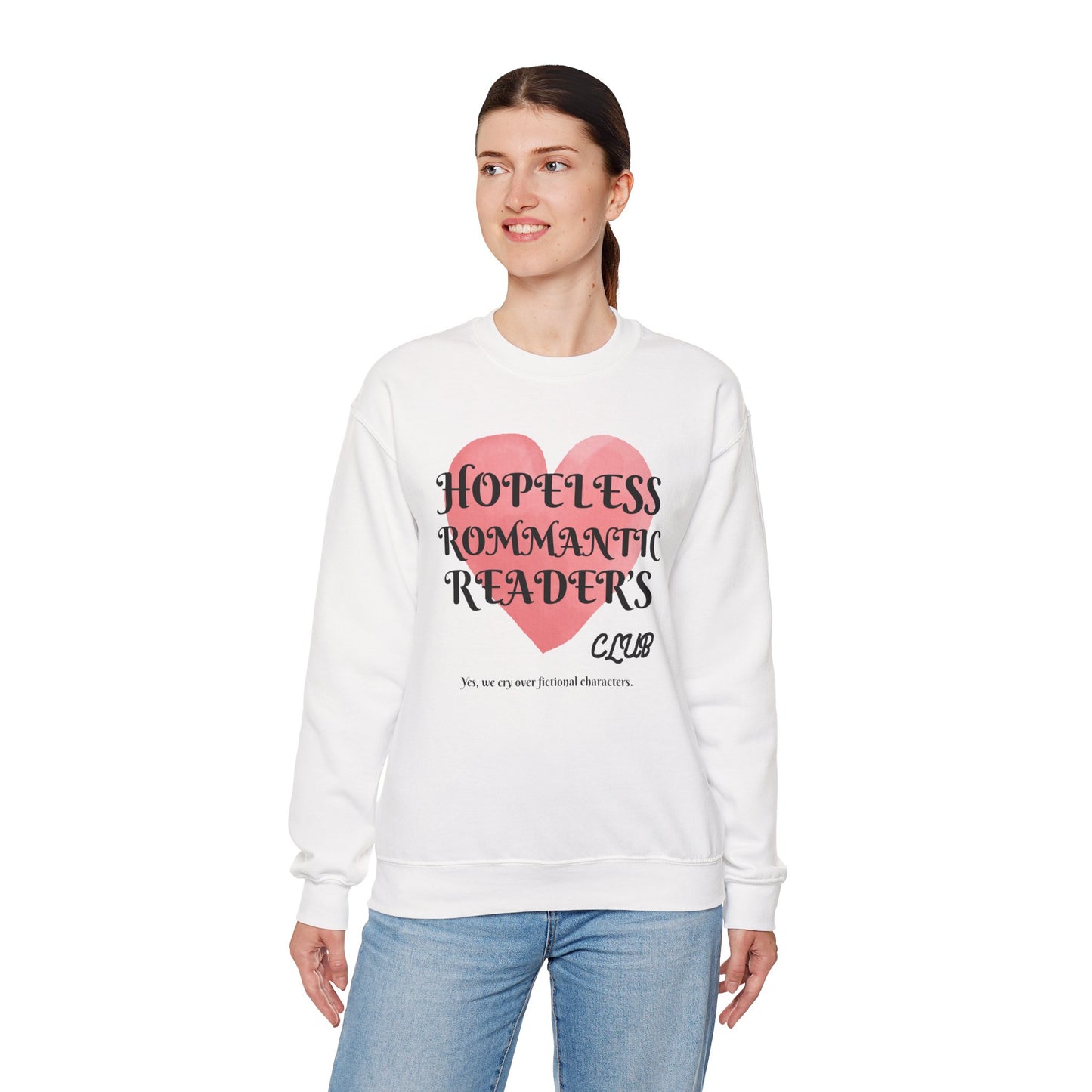 Hopeless Romantic Reader's Club Sweatshirt, Cozy Crewneck for Book Lovers, Valentine's Day Gift, Literary Apparel, Unisex Sweater