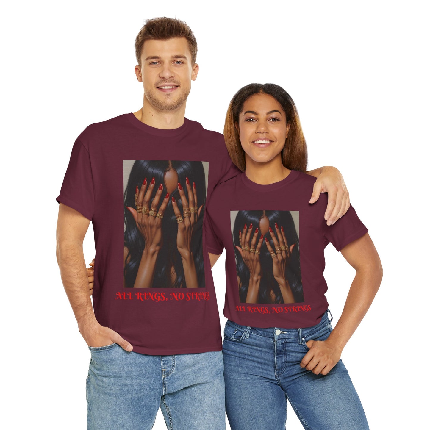Graphic Tee Unisex Shirt - All Rings No Strings Trendy Fashion in Assorted Colors