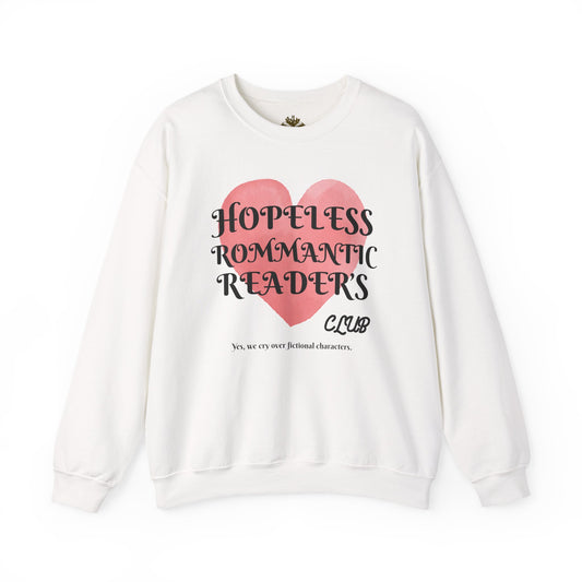 Hopeless Romantic Reader's Club Sweatshirt, Cozy Crewneck for Book Lovers, Valentine's Day Gift, Literary Apparel, Unisex Sweater