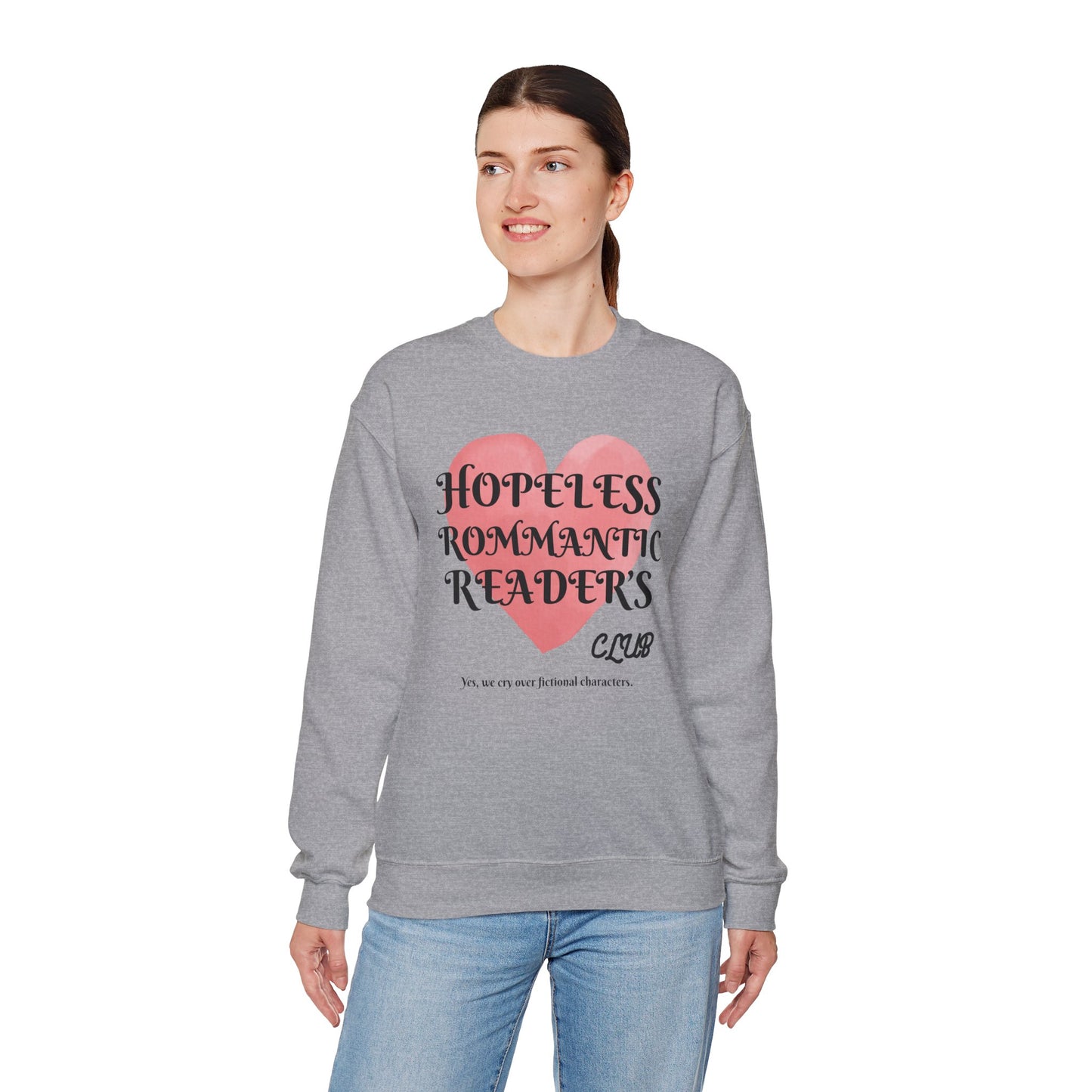 Hopeless Romantic Reader's Club Sweatshirt, Cozy Crewneck for Book Lovers, Valentine's Day Gift, Literary Apparel, Unisex Sweater