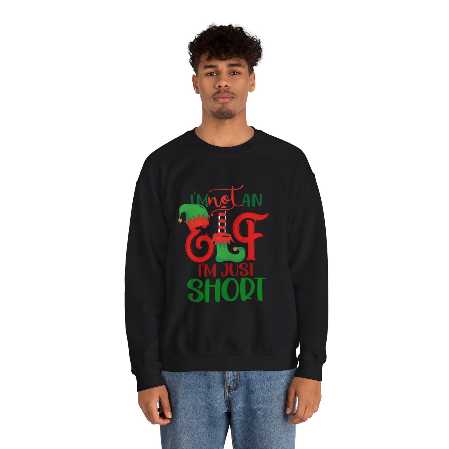 Elf Crewneck Sweatshirt – "I'm Not An Elf I'm Just Short" Christmas Sweater
