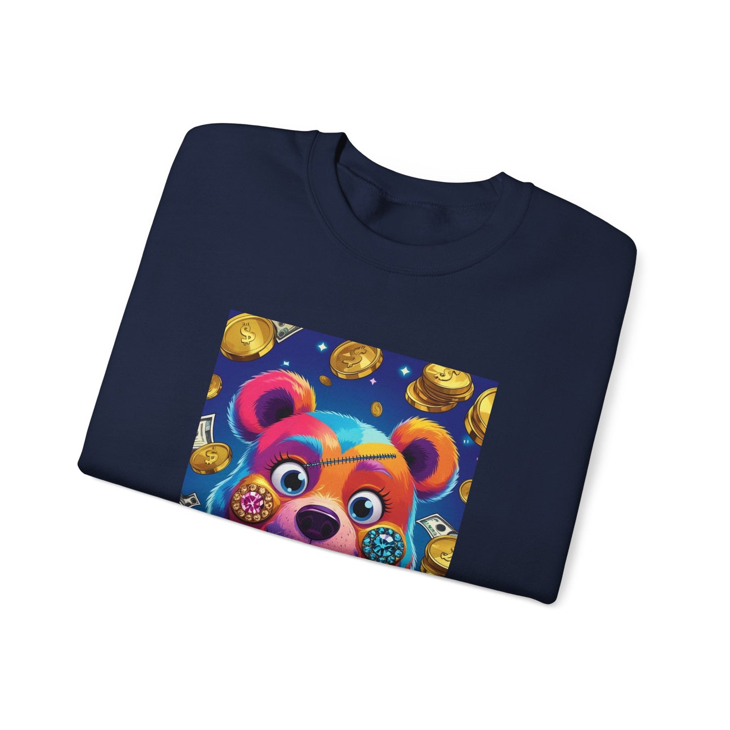 Colorful Graphic Bear Crewneck Sweatshirt