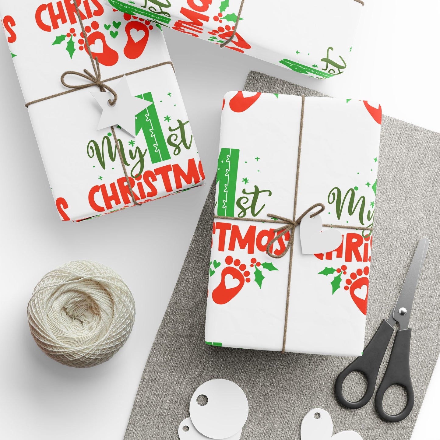 Holiday Mistletoe Wrapping Paper Roll – Cute Red & Green Holiday Pattern