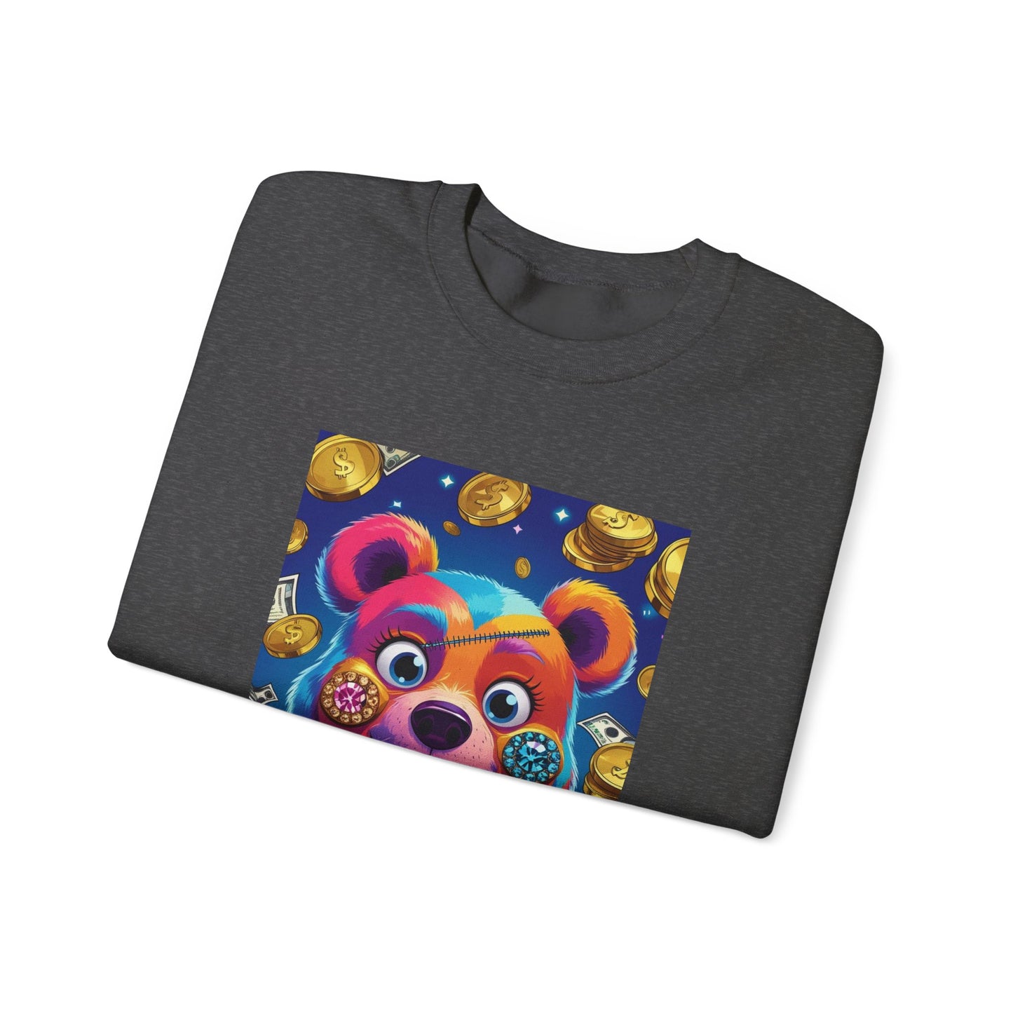 Colorful Graphic Bear Crewneck Sweatshirt