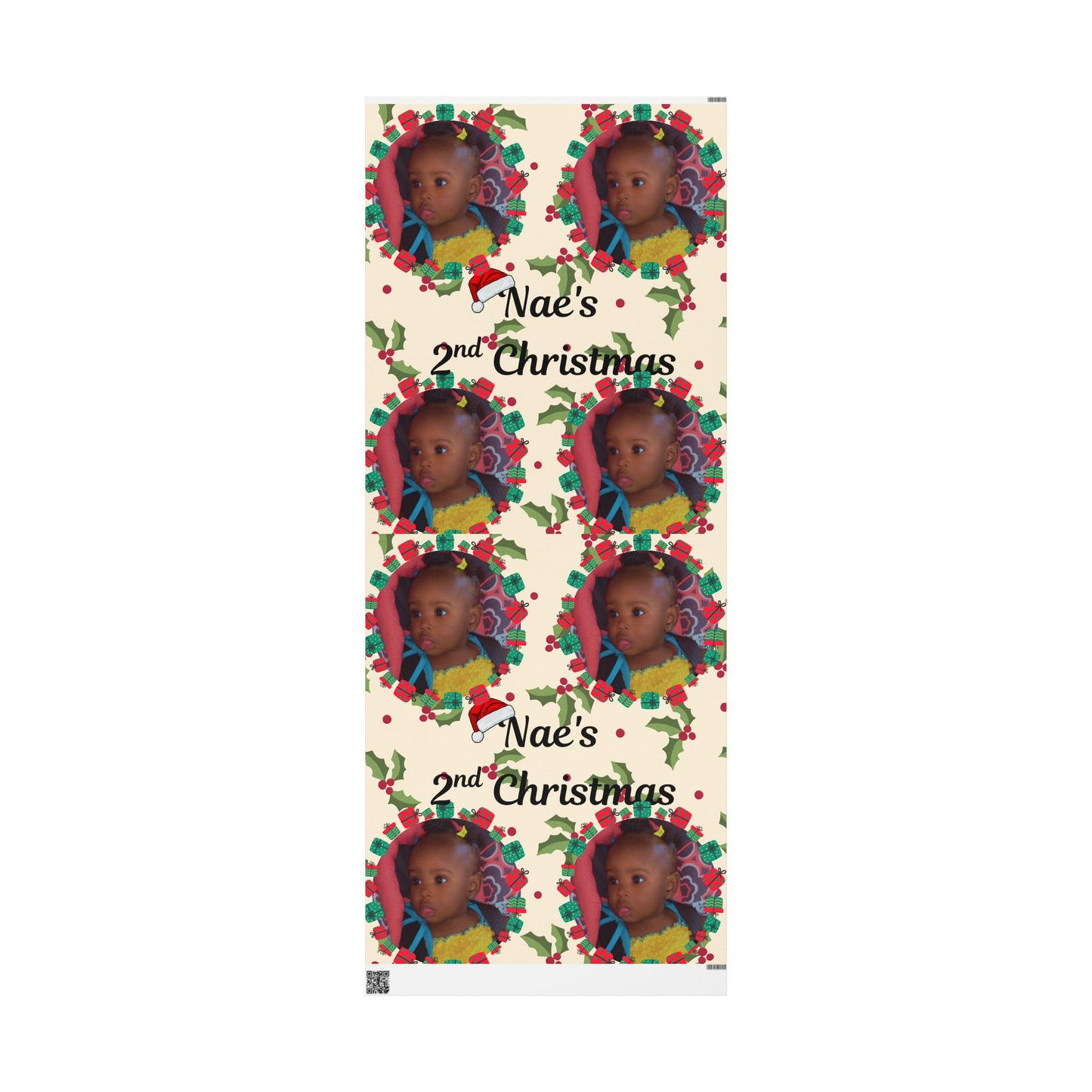 Personalized Christmas Wrapping Paper — "Nae’s 2nd Christmas" Photo Gift Wrap