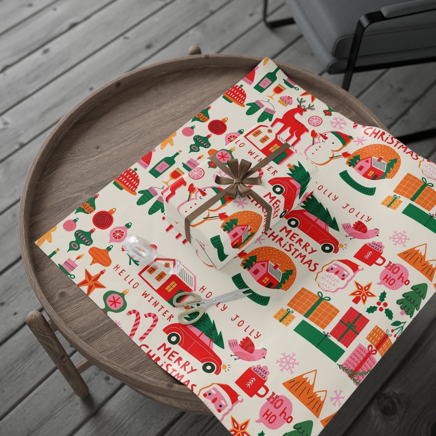 Holiday Cocktail Gift Wrap — Festive Drink & Cheers Wrapping Paper Roll