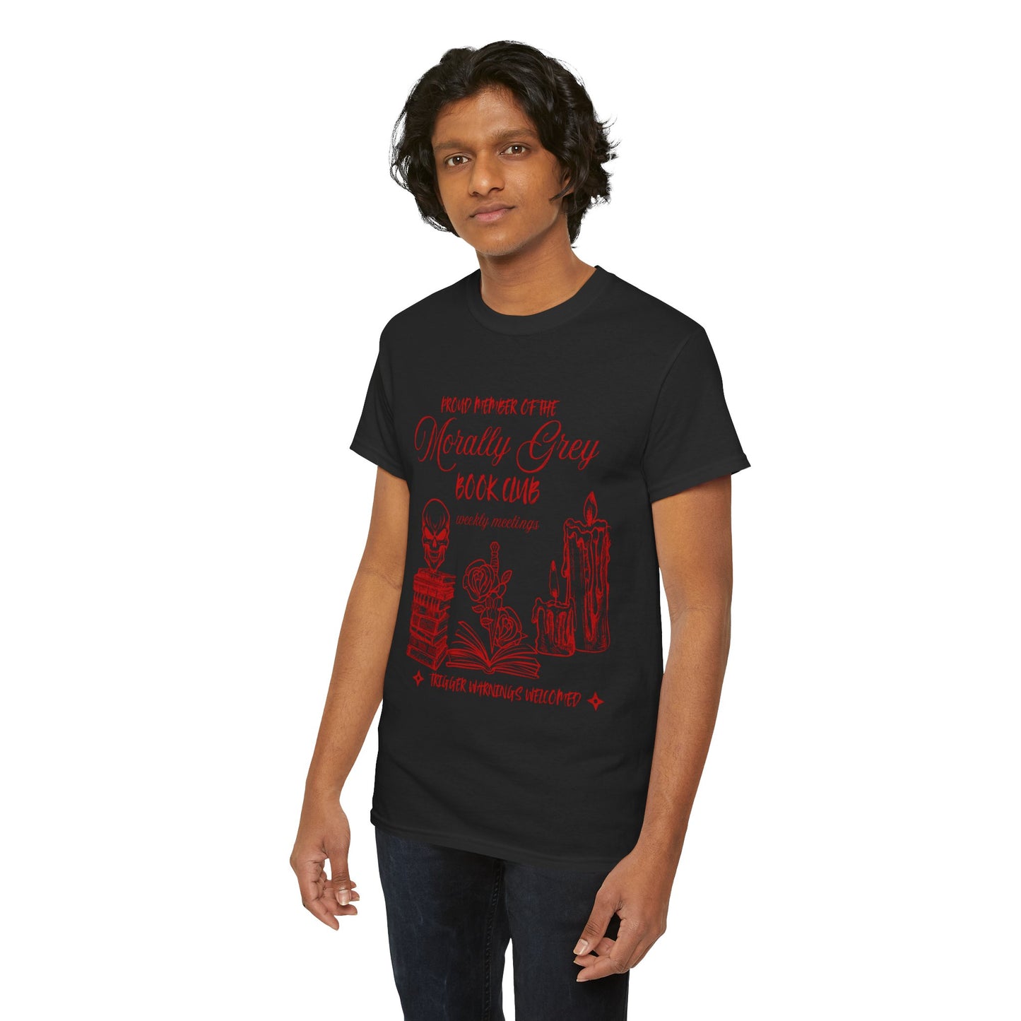 Proud Member of the Morally Grey Book Club Unisex Heavy Cotton Tee - Perfect for Book Lovers, Book Club Gifts, Cozy Reading, Literary Events, Quirky Style