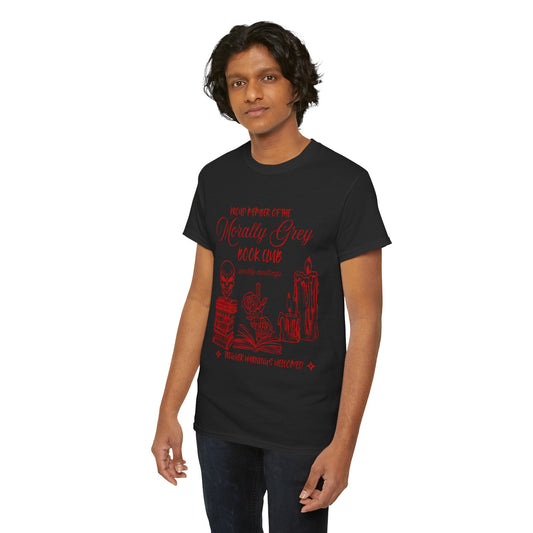 Proud Member of the Morally Grey Book Club Unisex Heavy Cotton Tee - Perfect for Book Lovers, Book Club Gifts, Cozy Reading, Literary Events, Quirky Style