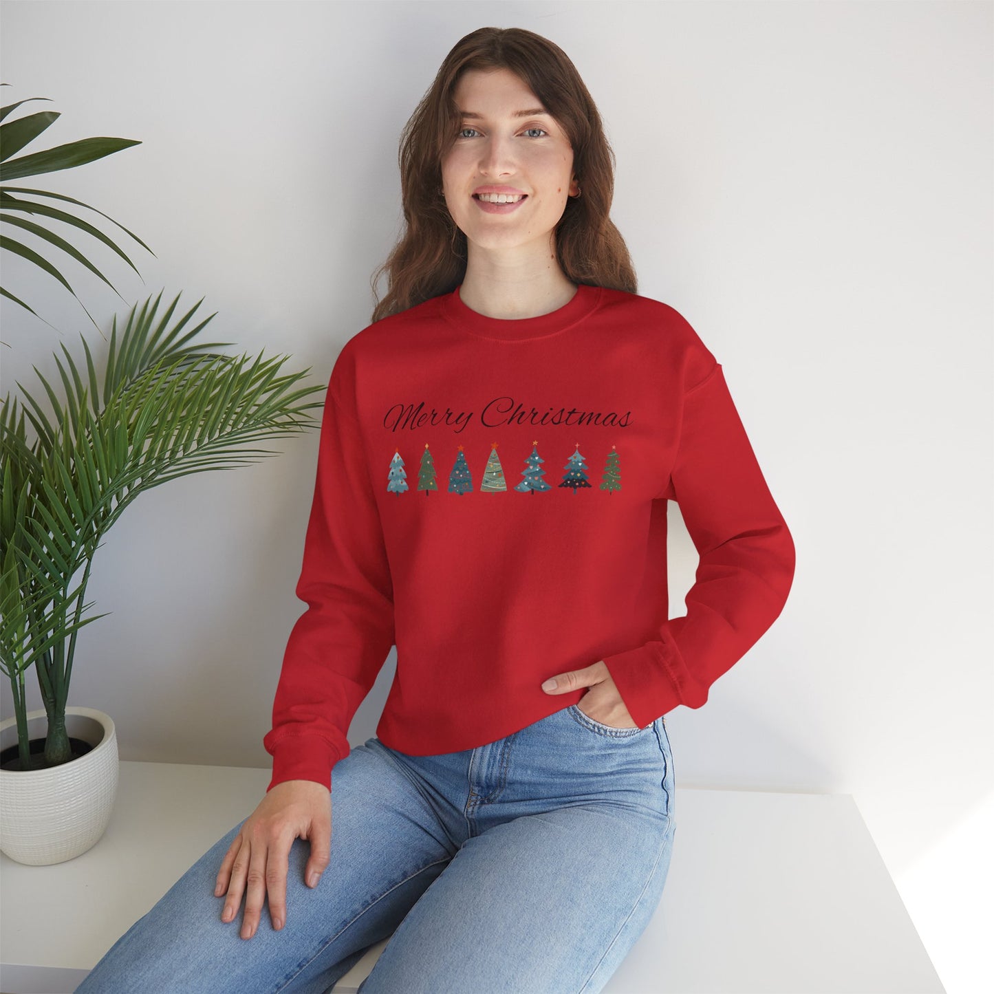 Merry Christmas Tree Line Sweatshirt
