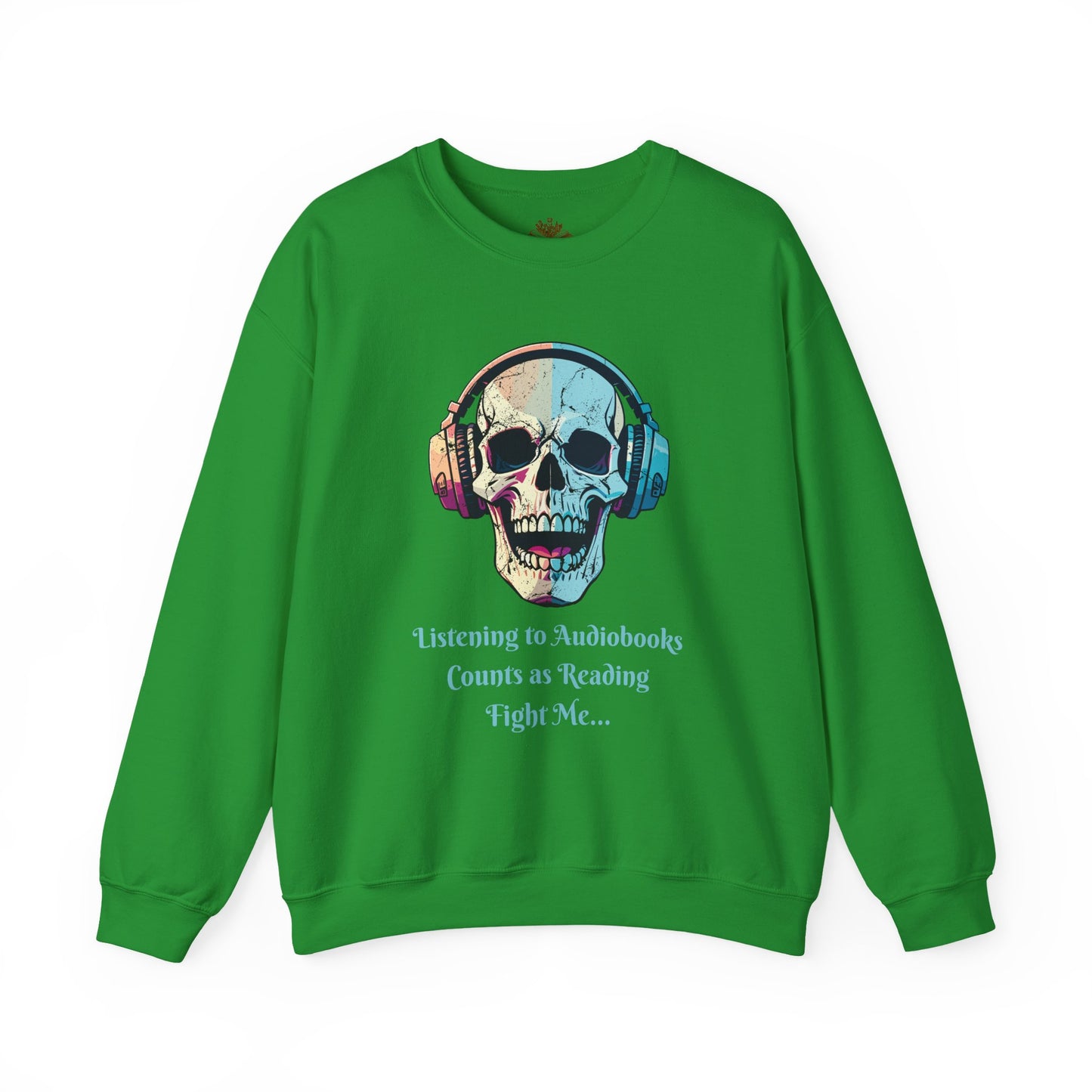 Skull Audiobook Sweatshirt - Cozy Unisex Crewneck for Book Lovers, Perfect Gift for Readers, Halloween, Birthday, Sweatshirt