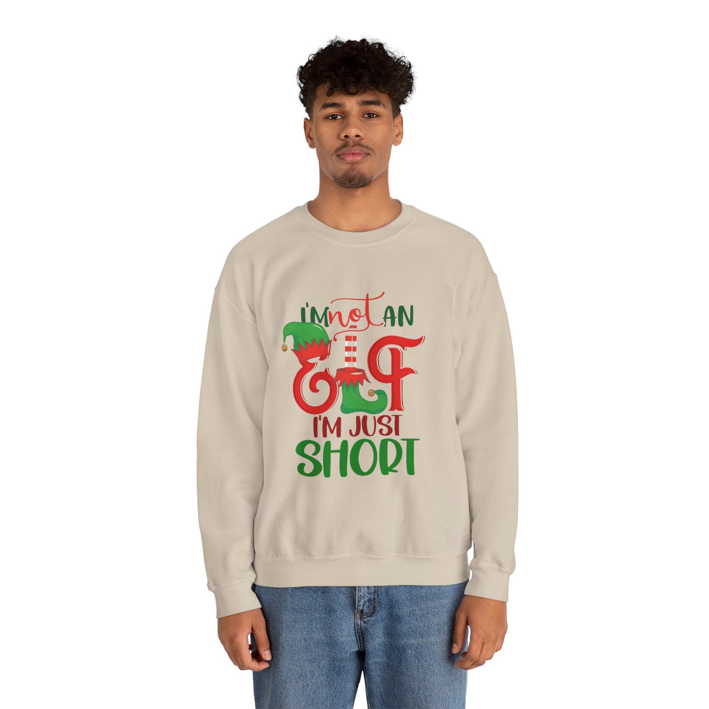 Elf Crewneck Sweatshirt – "I'm Not An Elf I'm Just Short" Christmas Sweater
