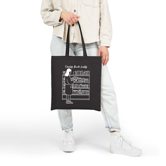 Crazy Book Lady Cotton Canvas Tote Bag, Perfect Gift for Book Lovers, Literary Tote, Eco-Friendly Shopping Bag, Reading Enthusiast