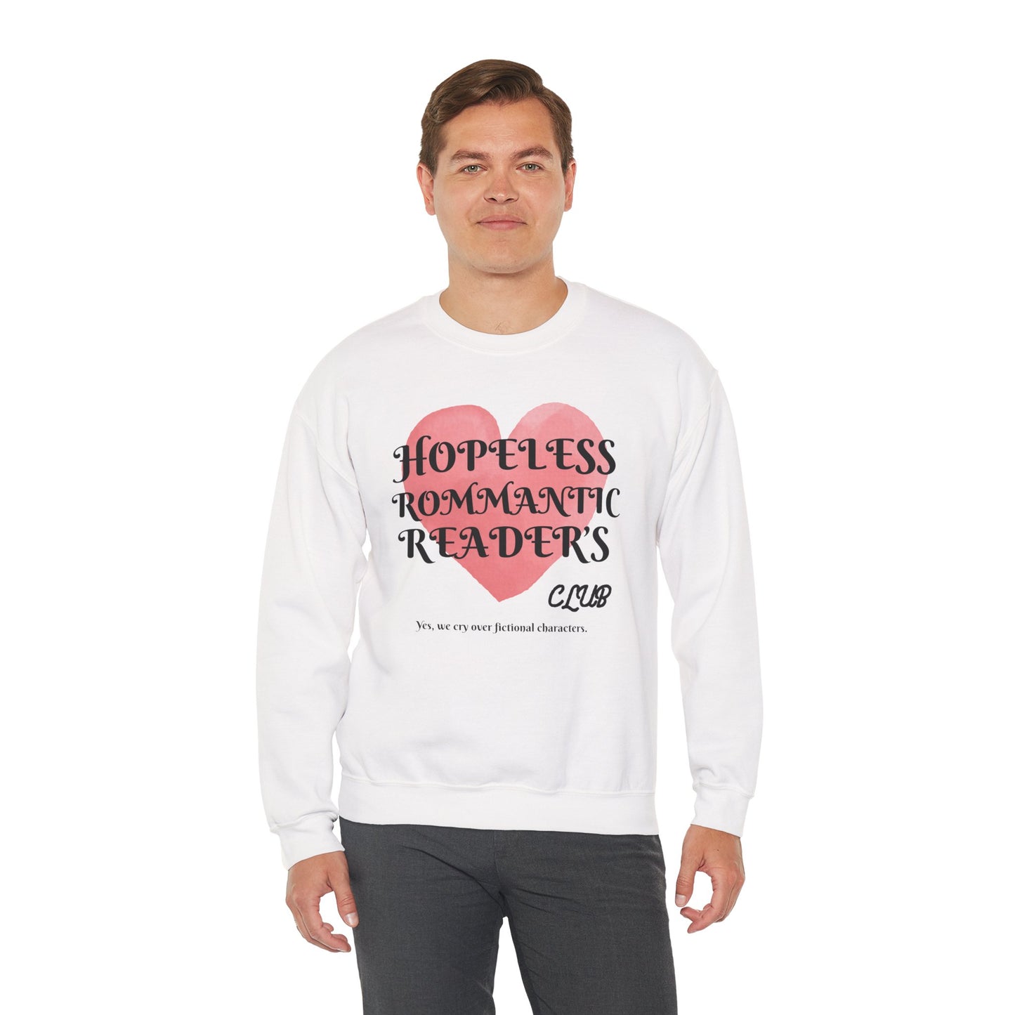 Hopeless Romantic Reader's Club Sweatshirt, Cozy Crewneck for Book Lovers, Valentine's Day Gift, Literary Apparel, Unisex Sweater