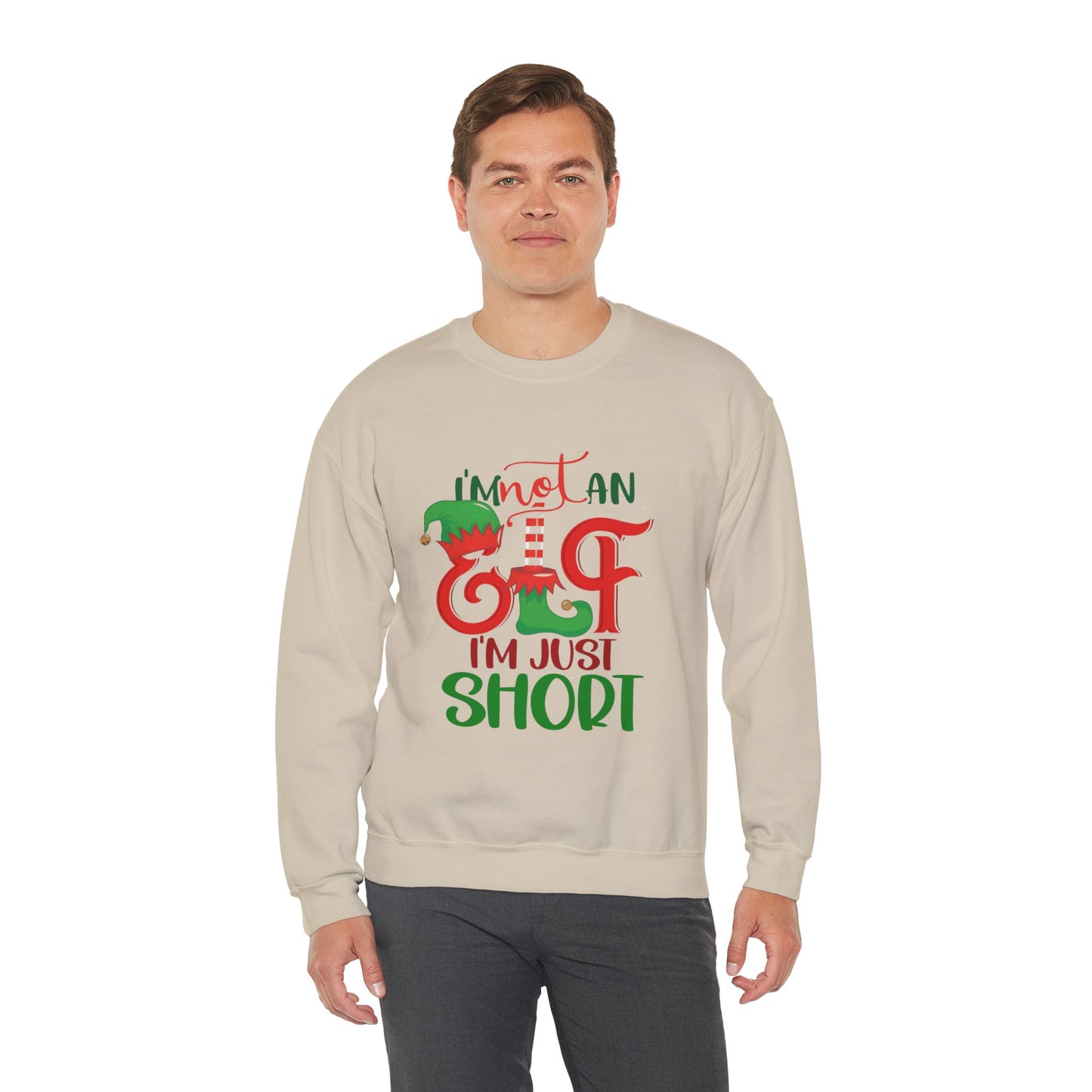 Elf Crewneck Sweatshirt – "I'm Not An Elf I'm Just Short" Christmas Sweater