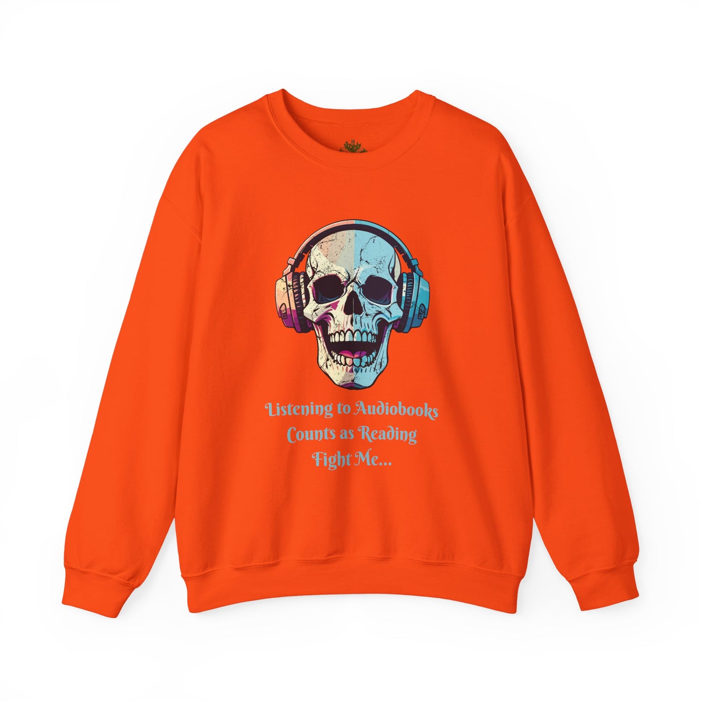Skull Audiobook Sweatshirt - Cozy Unisex Crewneck for Book Lovers, Perfect Gift for Readers, Halloween, Birthday, Sweatshirt