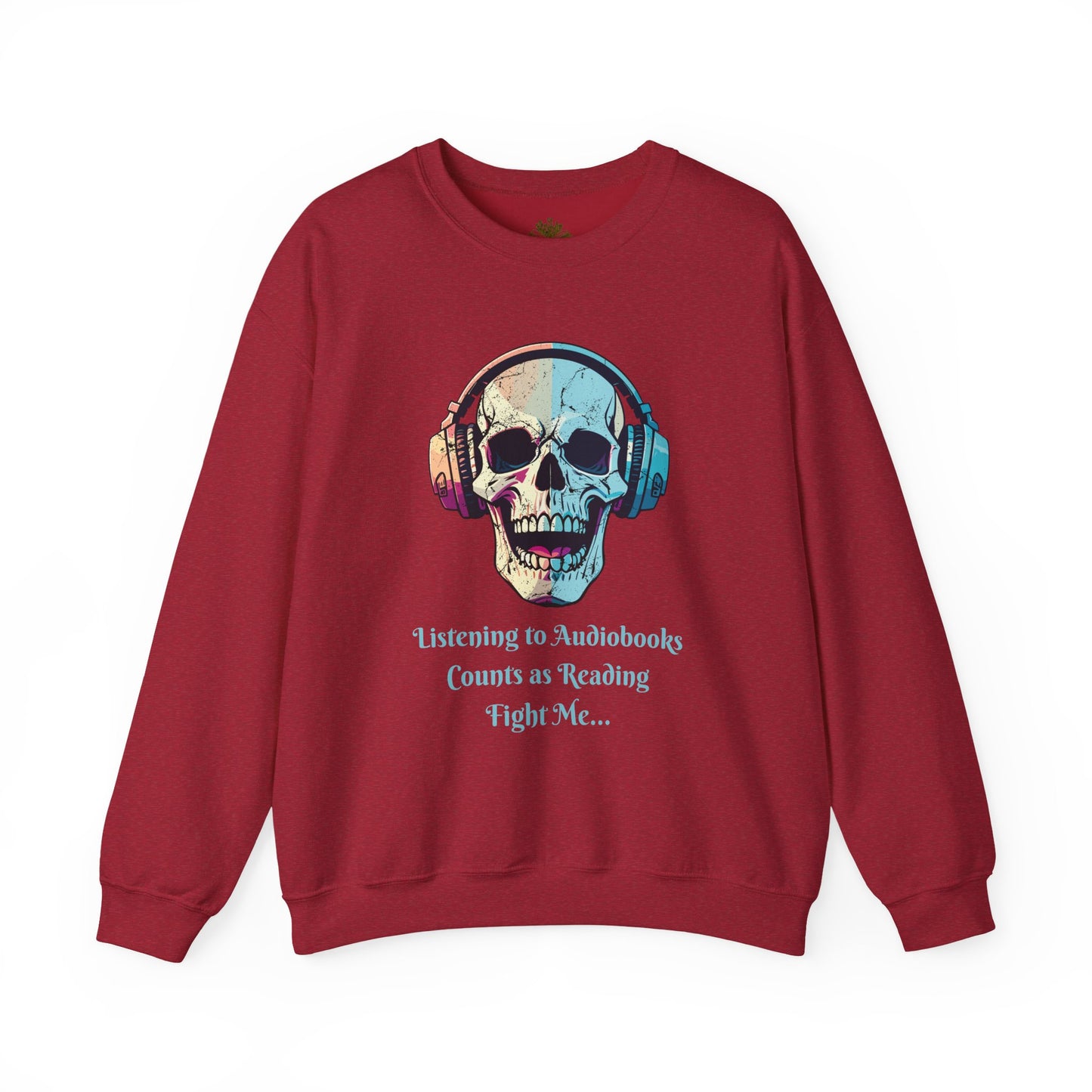 Skull Audiobook Sweatshirt - Cozy Unisex Crewneck for Book Lovers, Perfect Gift for Readers, Halloween, Birthday, Sweatshirt