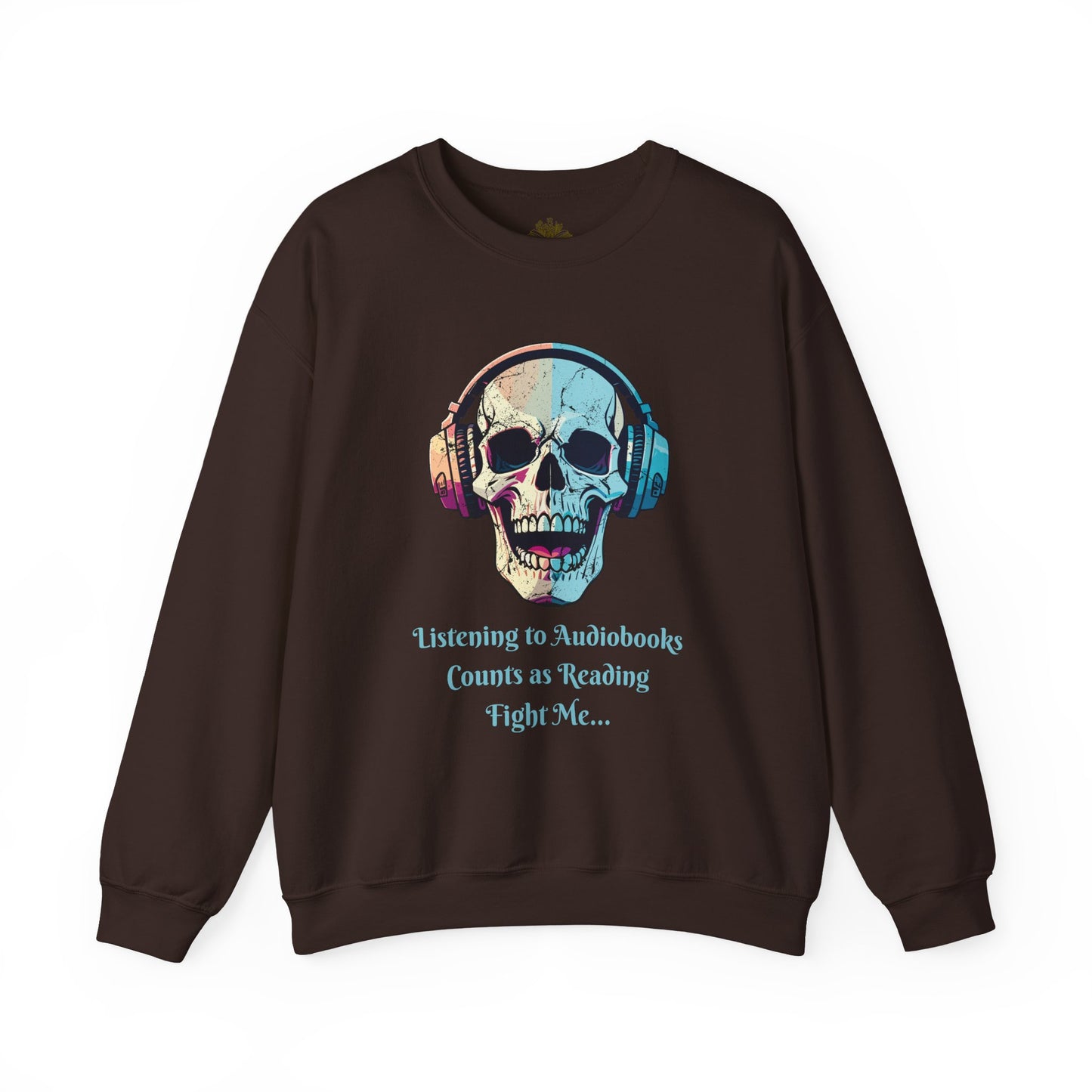 Skull Audiobook Sweatshirt - Cozy Unisex Crewneck for Book Lovers, Perfect Gift for Readers, Halloween, Birthday, Sweatshirt