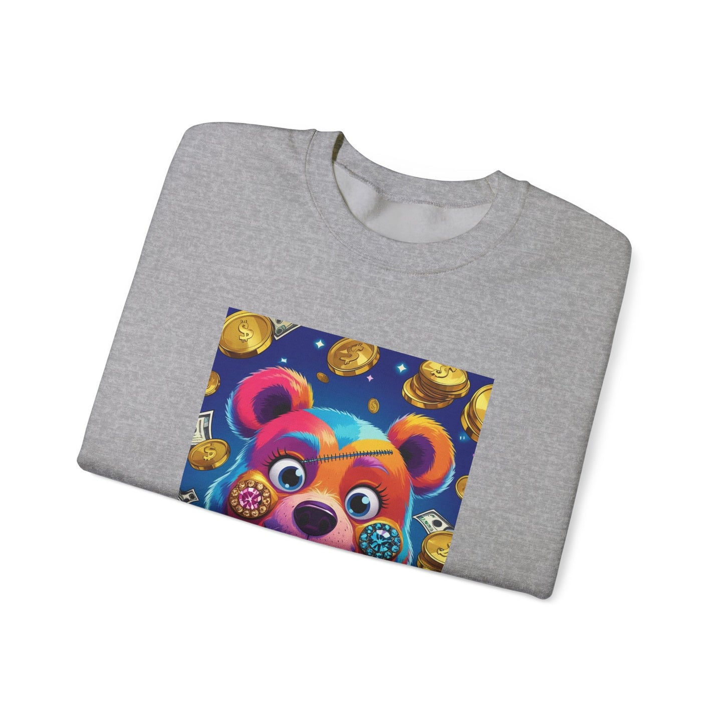 Colorful Graphic Bear Crewneck Sweatshirt