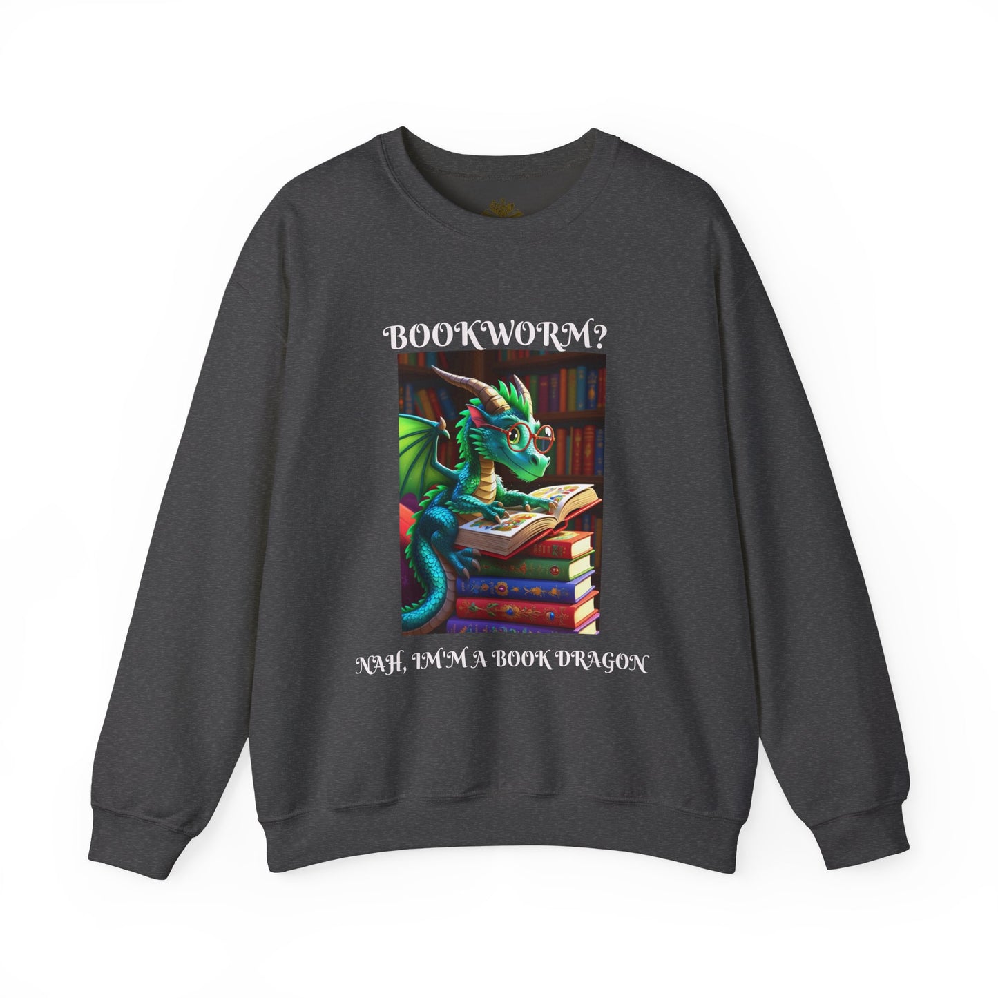 Book Dragon Sweatshirt for Book Lovers, Cozy Reading Gift, Unisex Crewneck, Dragon Lover Apparel, Fantasy Sweatshirt, Bookworm Gift
