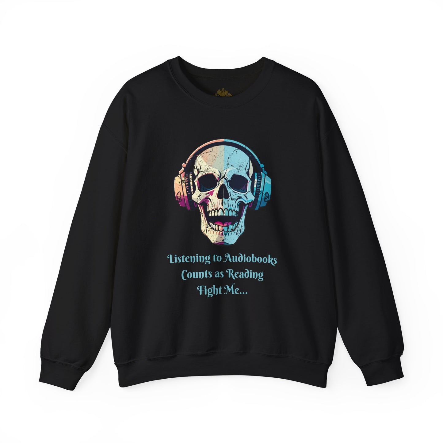 Skull Audiobook Sweatshirt - Cozy Unisex Crewneck for Book Lovers, Perfect Gift for Readers, Halloween, Birthday, Sweatshirt
