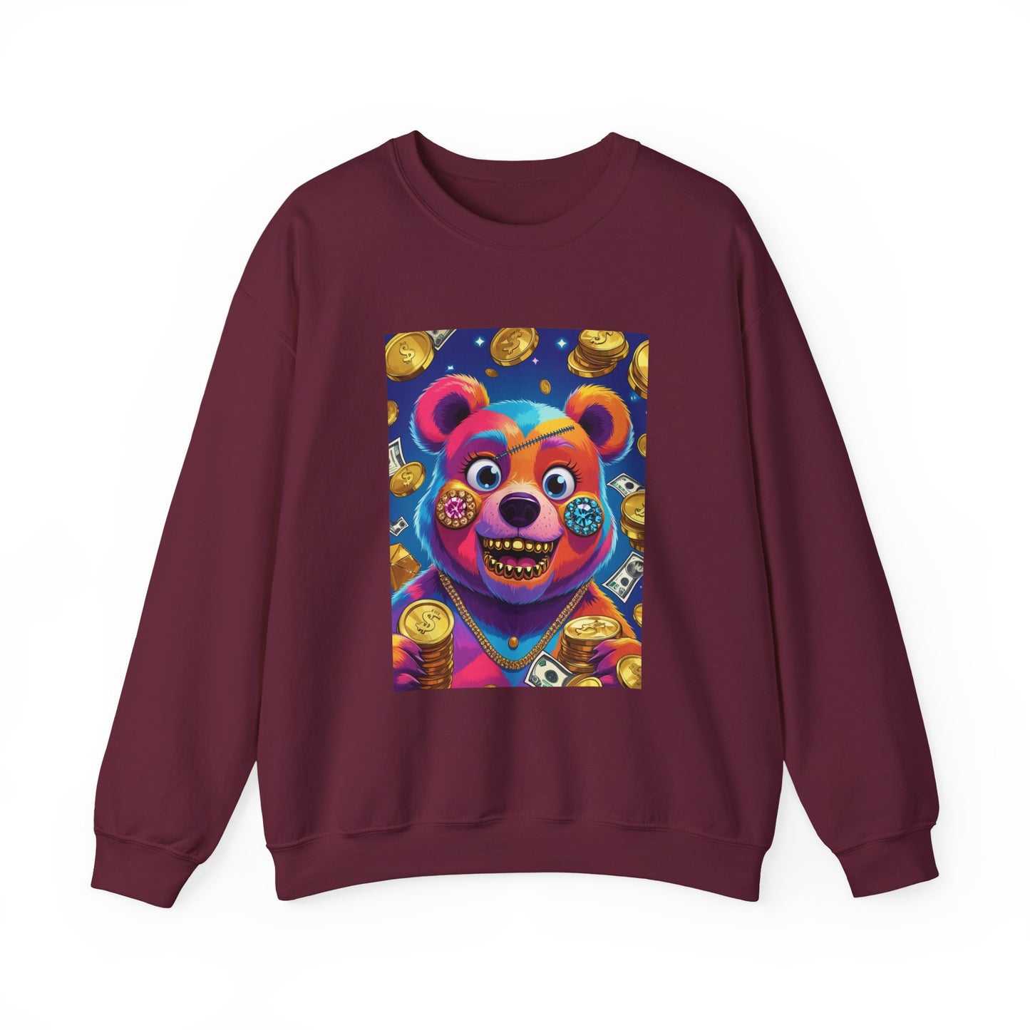 Colorful Graphic Bear Crewneck Sweatshirt