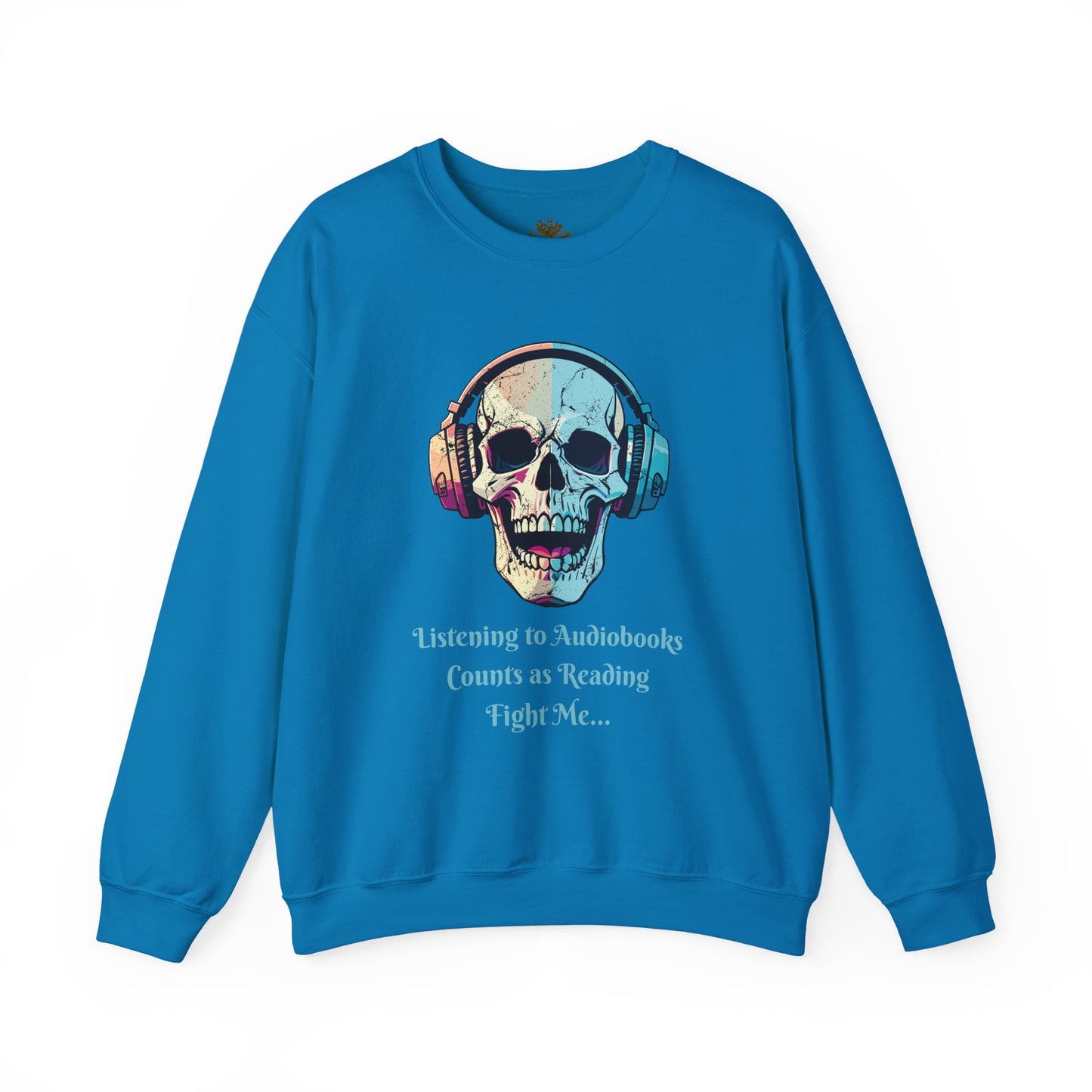 Skull Audiobook Sweatshirt - Cozy Unisex Crewneck for Book Lovers, Perfect Gift for Readers, Halloween, Birthday, Sweatshirt