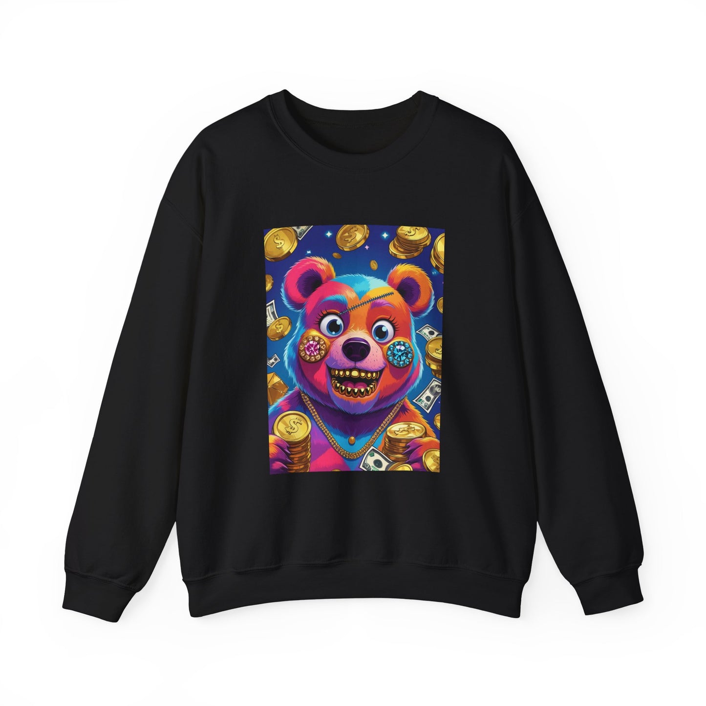 Colorful Graphic Bear Crewneck Sweatshirt