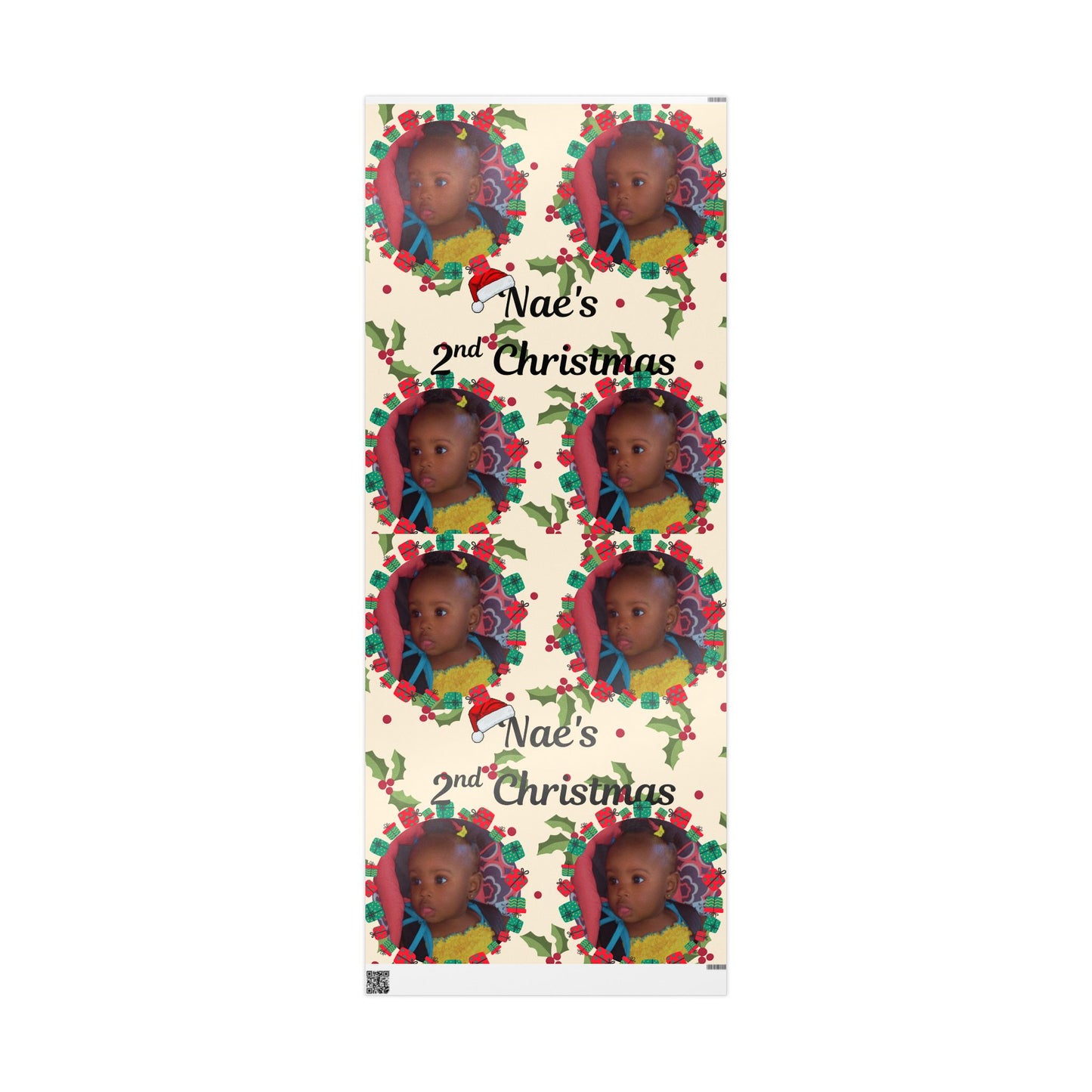 Personalized Christmas Wrapping Paper — "Nae’s 2nd Christmas" Photo Gift Wrap