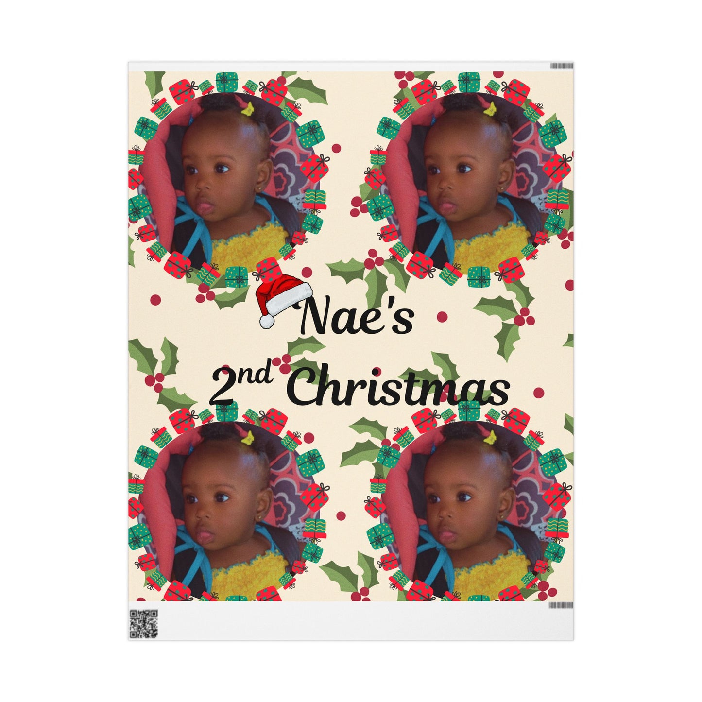 Personalized Christmas Wrapping Paper — "Nae’s 2nd Christmas" Photo Gift Wrap