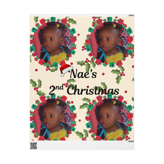 Personalized Christmas Wrapping Paper — "Nae’s 2nd Christmas" Photo Gift Wrap