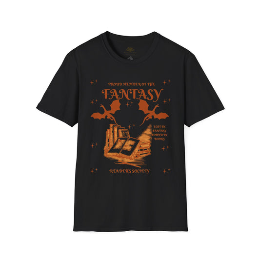 Fantasy Reader  Society Unisex Softstyle T-Shirt | Cozy Fiction Tee, Book Lover Gift, Halloween Shirt, Literary Apparel, Reader's Society Merch
