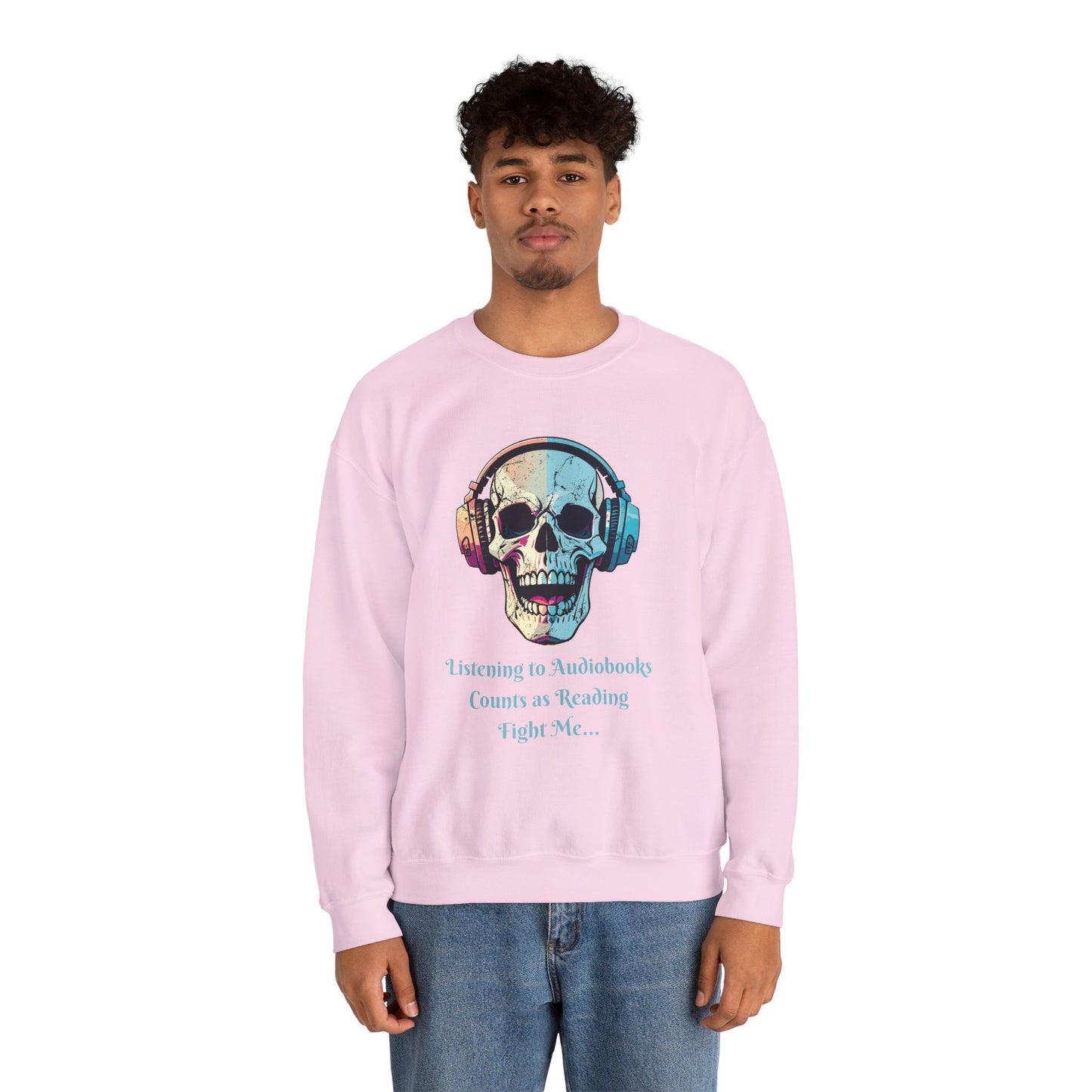 Skull Audiobook Sweatshirt - Cozy Unisex Crewneck for Book Lovers, Perfect Gift for Readers, Halloween, Birthday, Sweatshirt