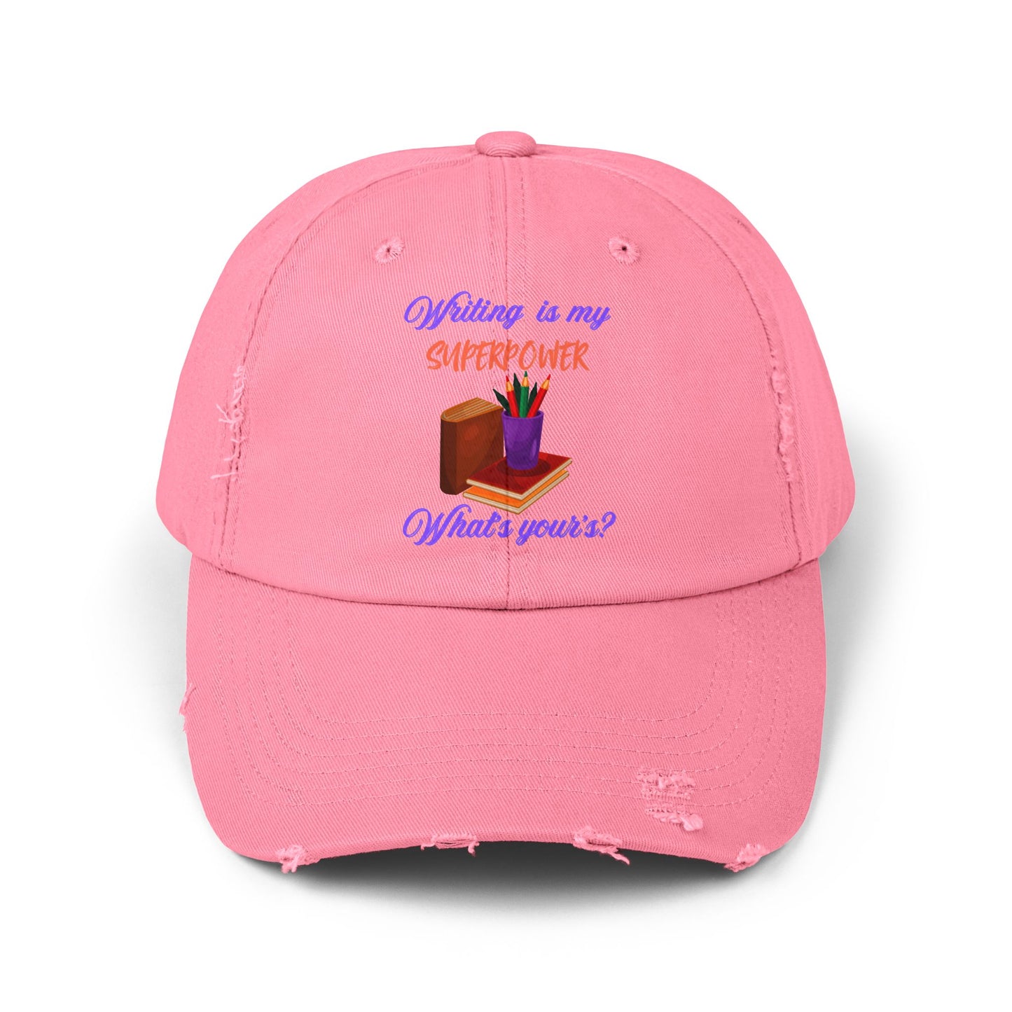 Creative Unisex Distressed Cap for Authors, Trendy Hat, Gift for Crafters, Fun Accessory for Celebrations