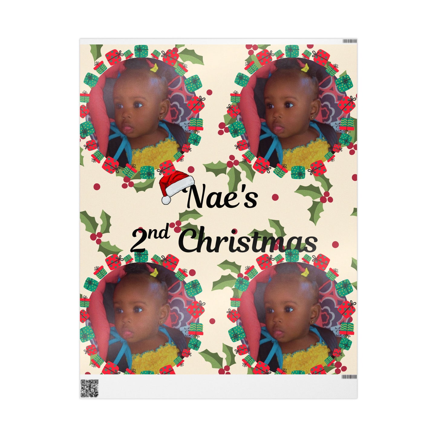 Personalized Christmas Wrapping Paper — "Nae’s 2nd Christmas" Photo Gift Wrap