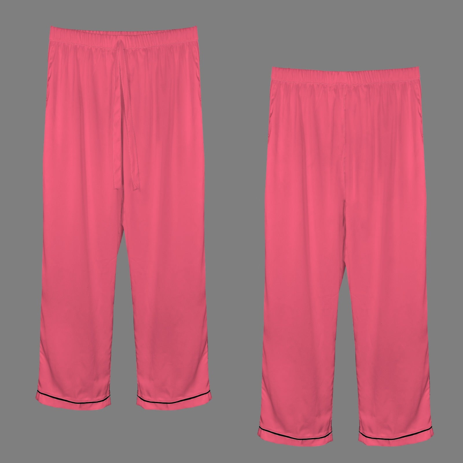 2 Piece Satin Long Sleeve Pajamas Set (Pink)