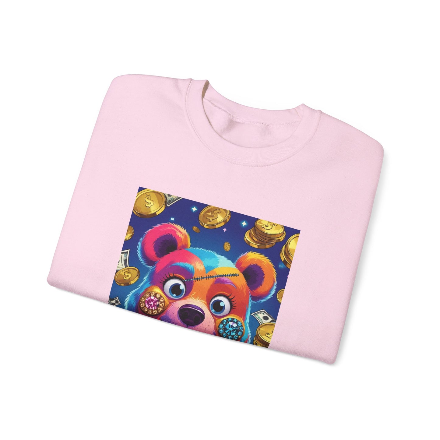 Colorful Graphic Bear Crewneck Sweatshirt