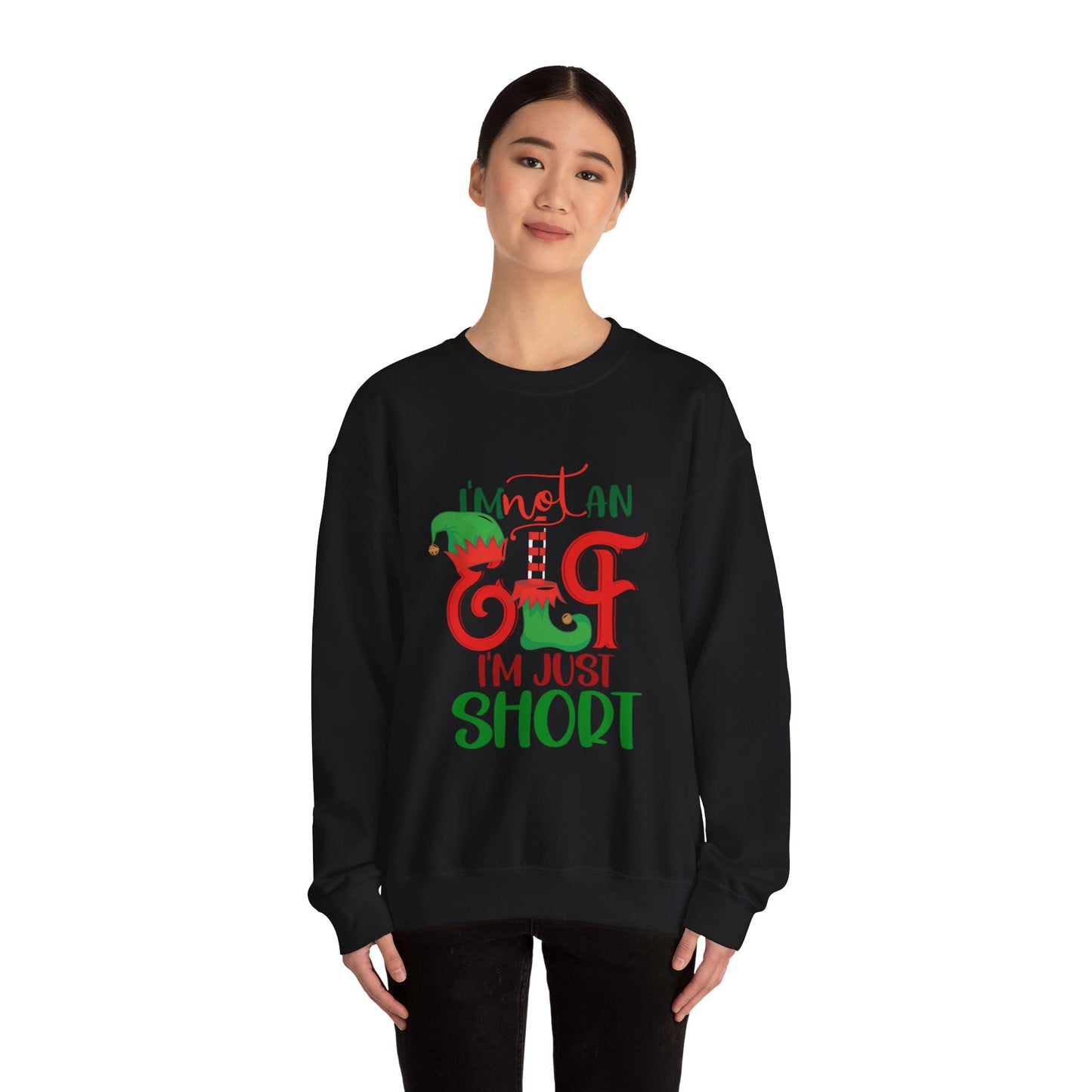 Elf Crewneck Sweatshirt – "I'm Not An Elf I'm Just Short" Christmas Sweater