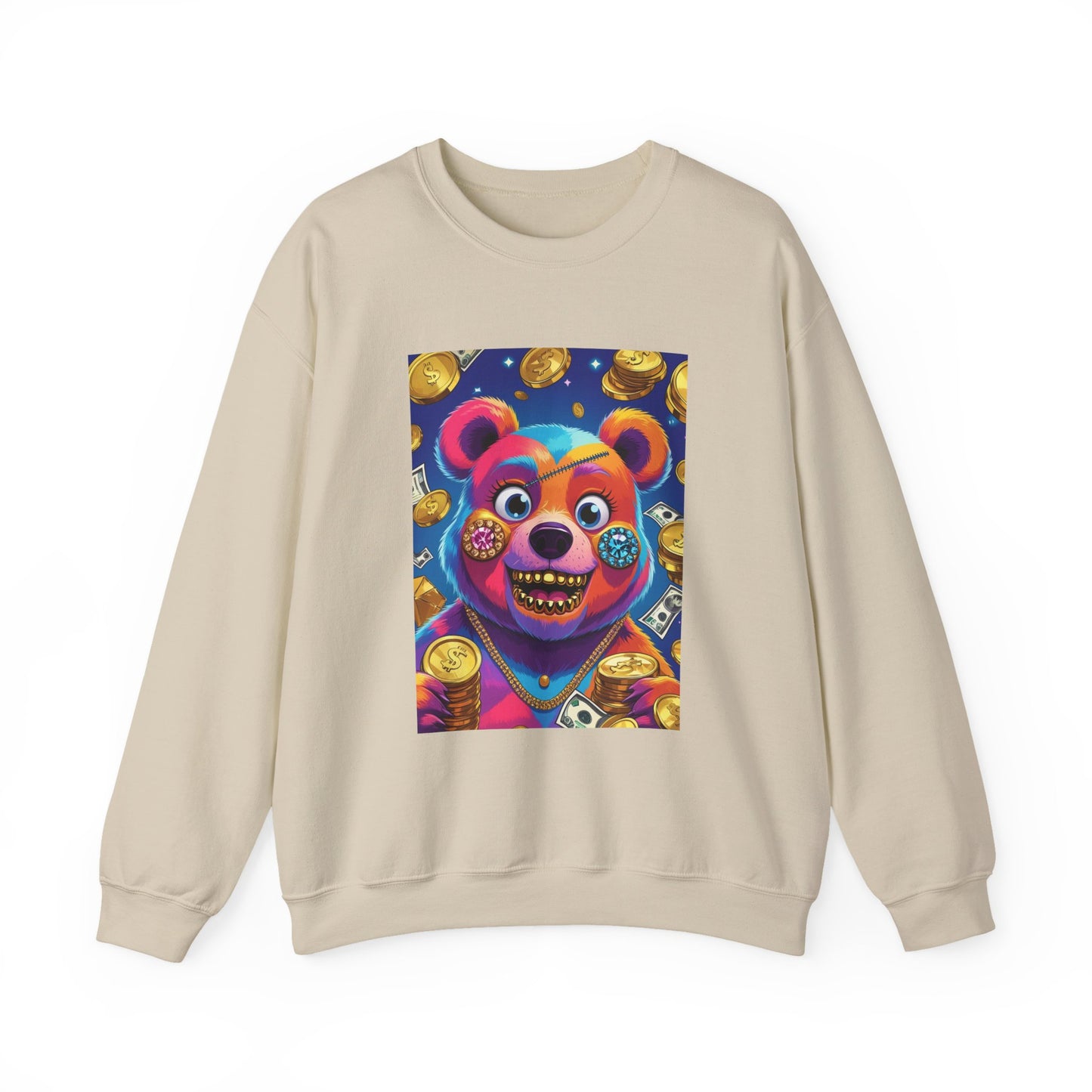 Colorful Graphic Bear Crewneck Sweatshirt