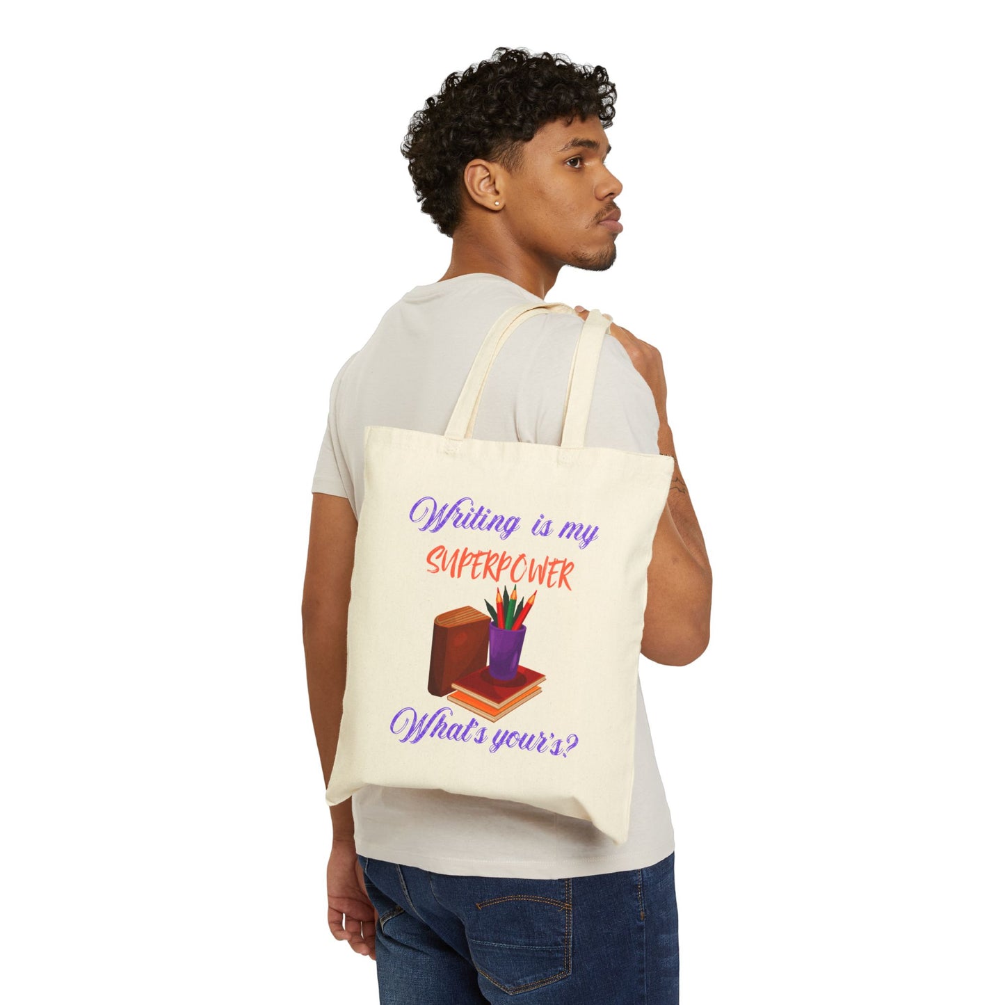Superpower Writing Tote Bag | Eco-Friendly Canvas Bag, Gift for Writers, Book Lovers, Back to School, Literary Gift