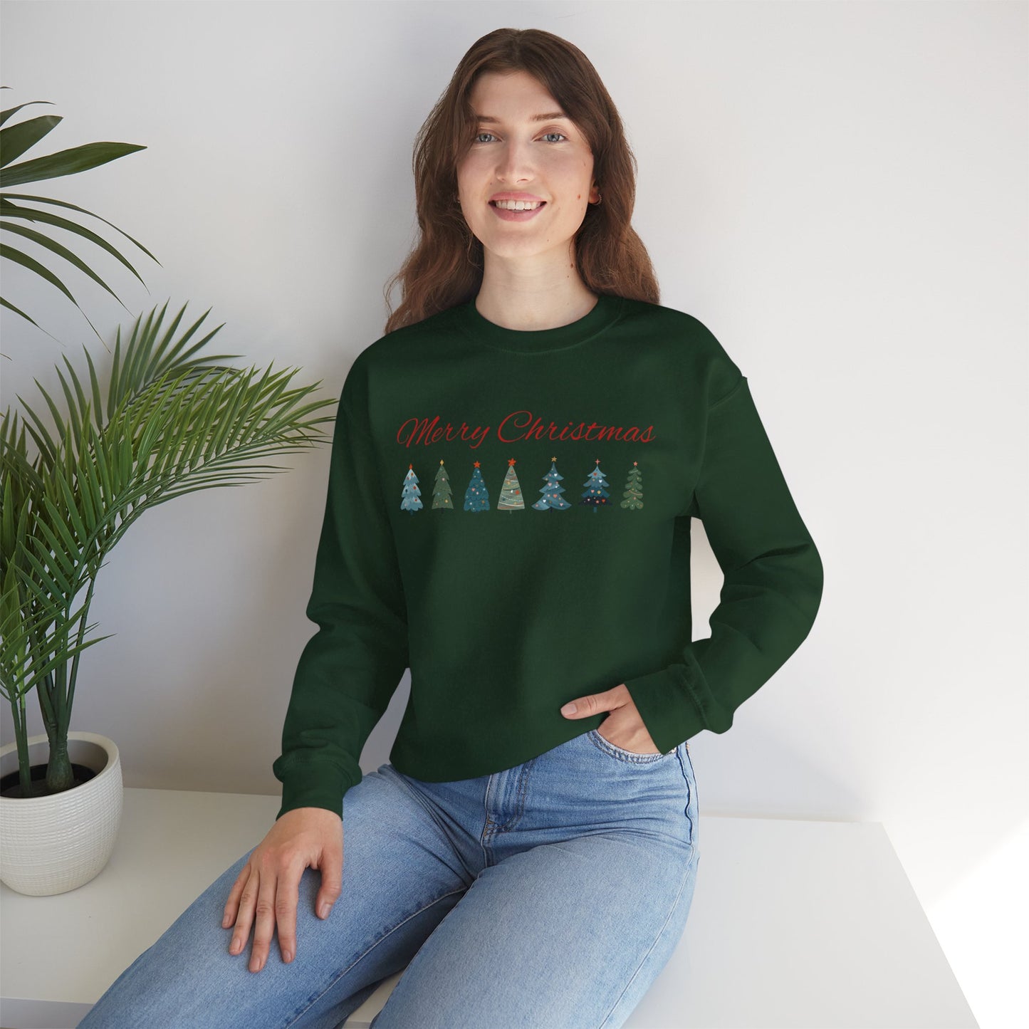 Merry Christmas Tree Line Sweatshirt