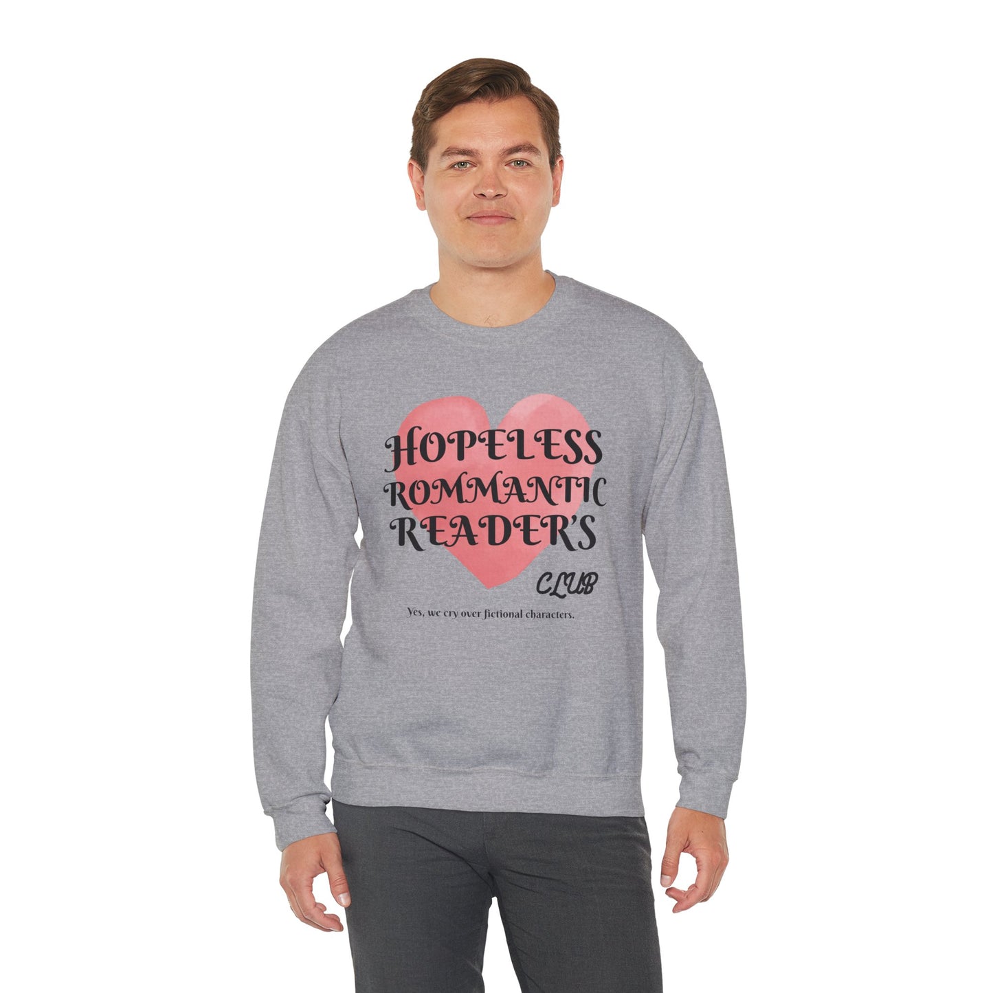 Hopeless Romantic Reader's Club Sweatshirt, Cozy Crewneck for Book Lovers, Valentine's Day Gift, Literary Apparel, Unisex Sweater