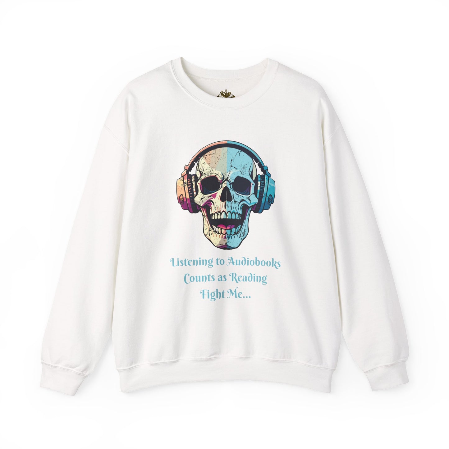 Skull Audiobook Sweatshirt - Cozy Unisex Crewneck for Book Lovers, Perfect Gift for Readers, Halloween, Birthday, Sweatshirt
